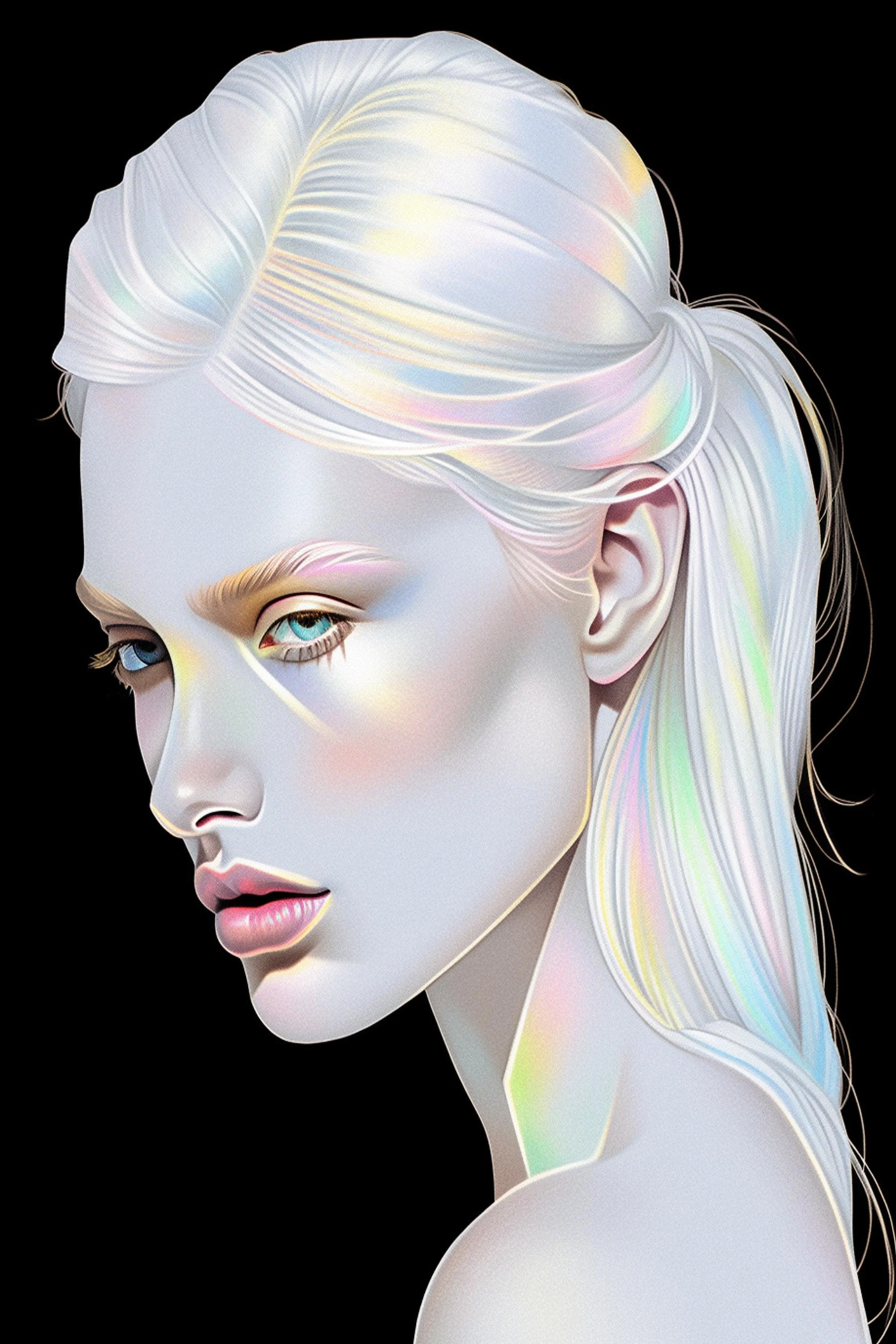 #165 Color Drawing Facial — Beauty, Style, and Expression in Every Detail.— 24H × 36 W Digital Art - MWS-CDF--0165