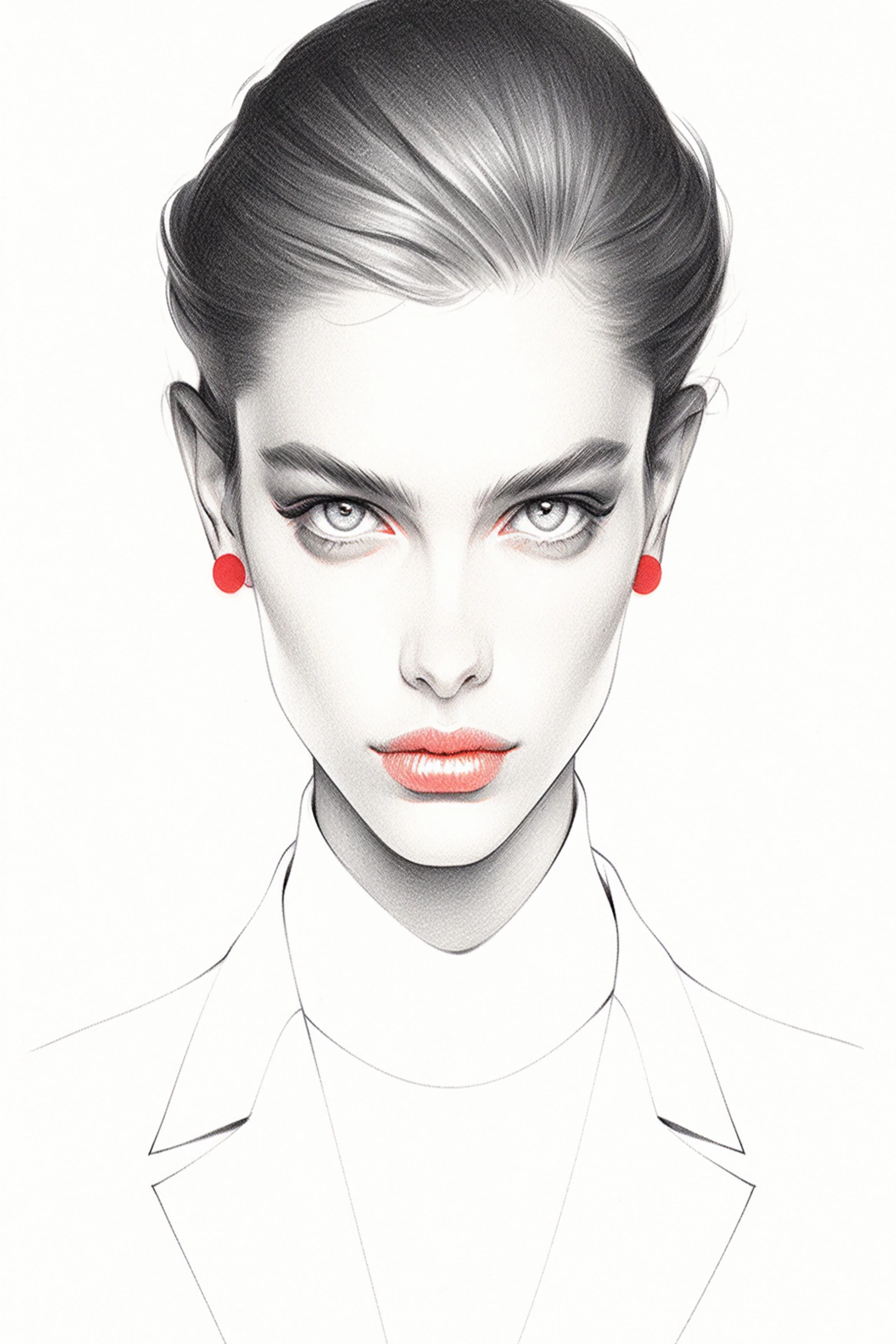 #200 Color Drawing Facial — Beauty, Style, and Expression in Every Detail.— 24H × 36 W Digital Art - MWS-CDF--0200