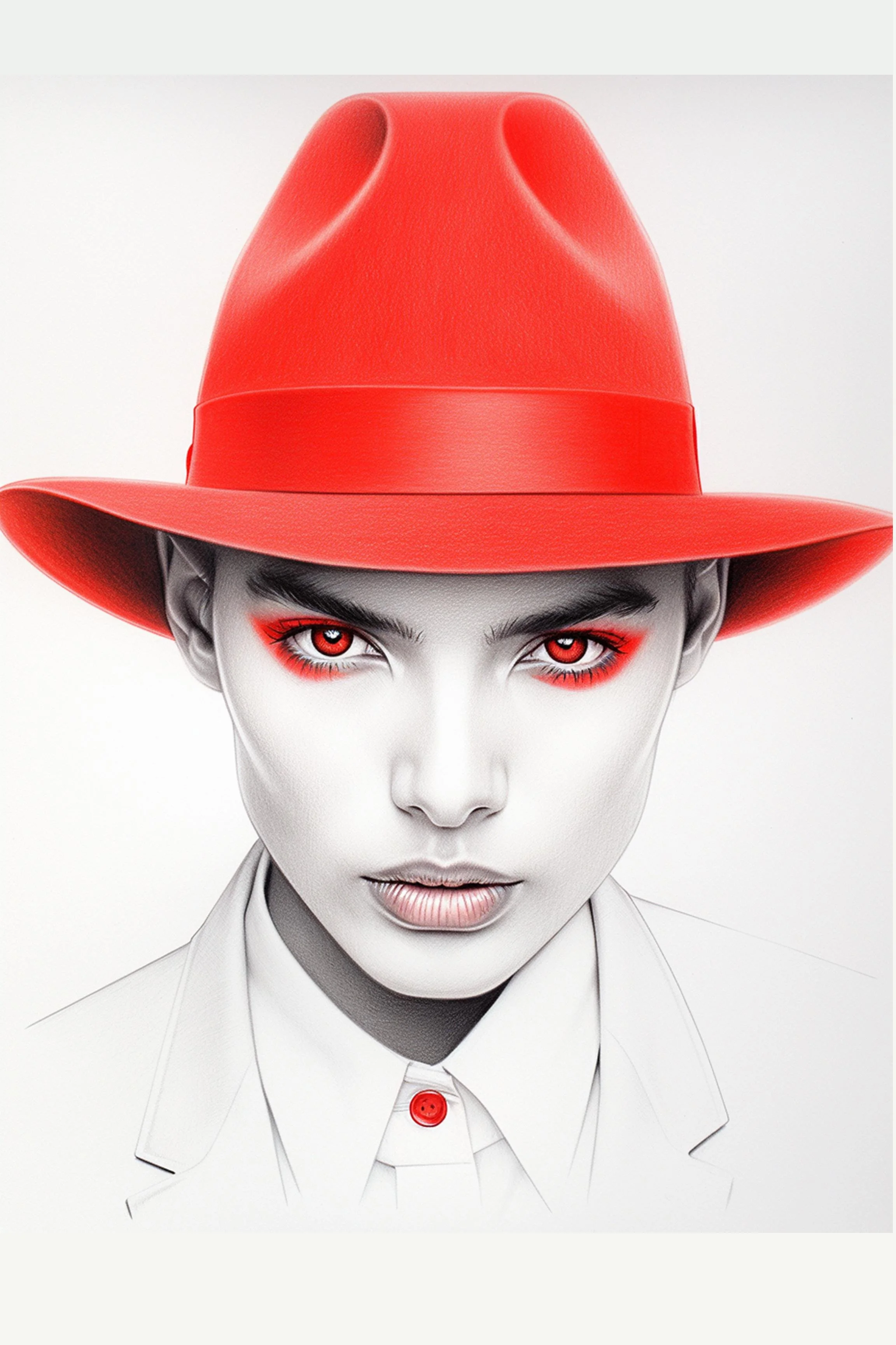 #44 Color Drawing Facial — Beauty, Style, and Expression in Every Detail.— 24H × 36 W Digital Art - MWS-CDF--0044