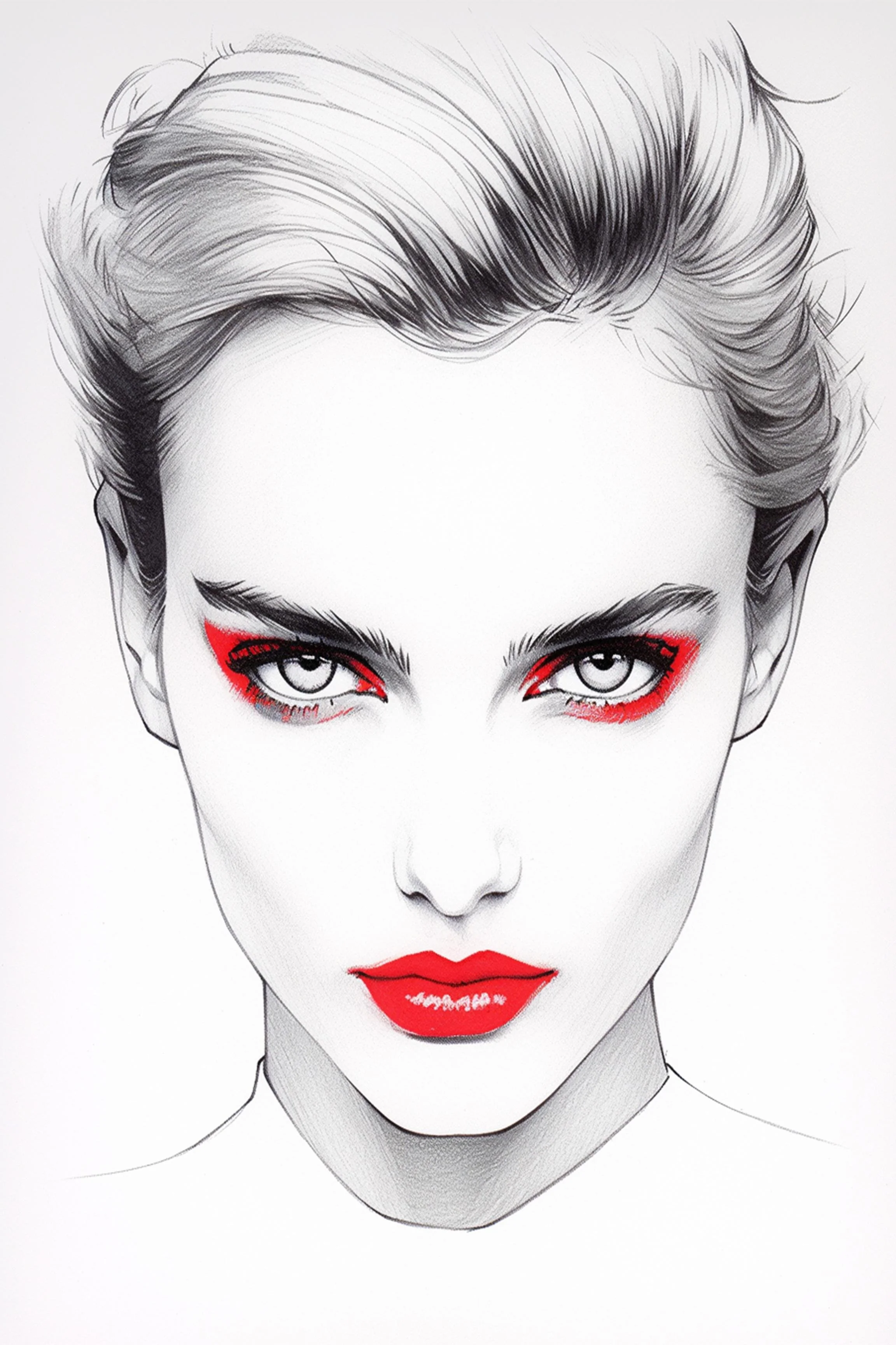 #144 Color Drawing Facial — Beauty, Style, and Expression in Every Detail.— 24H × 36 W Digital Art - MWS-CDF--0144