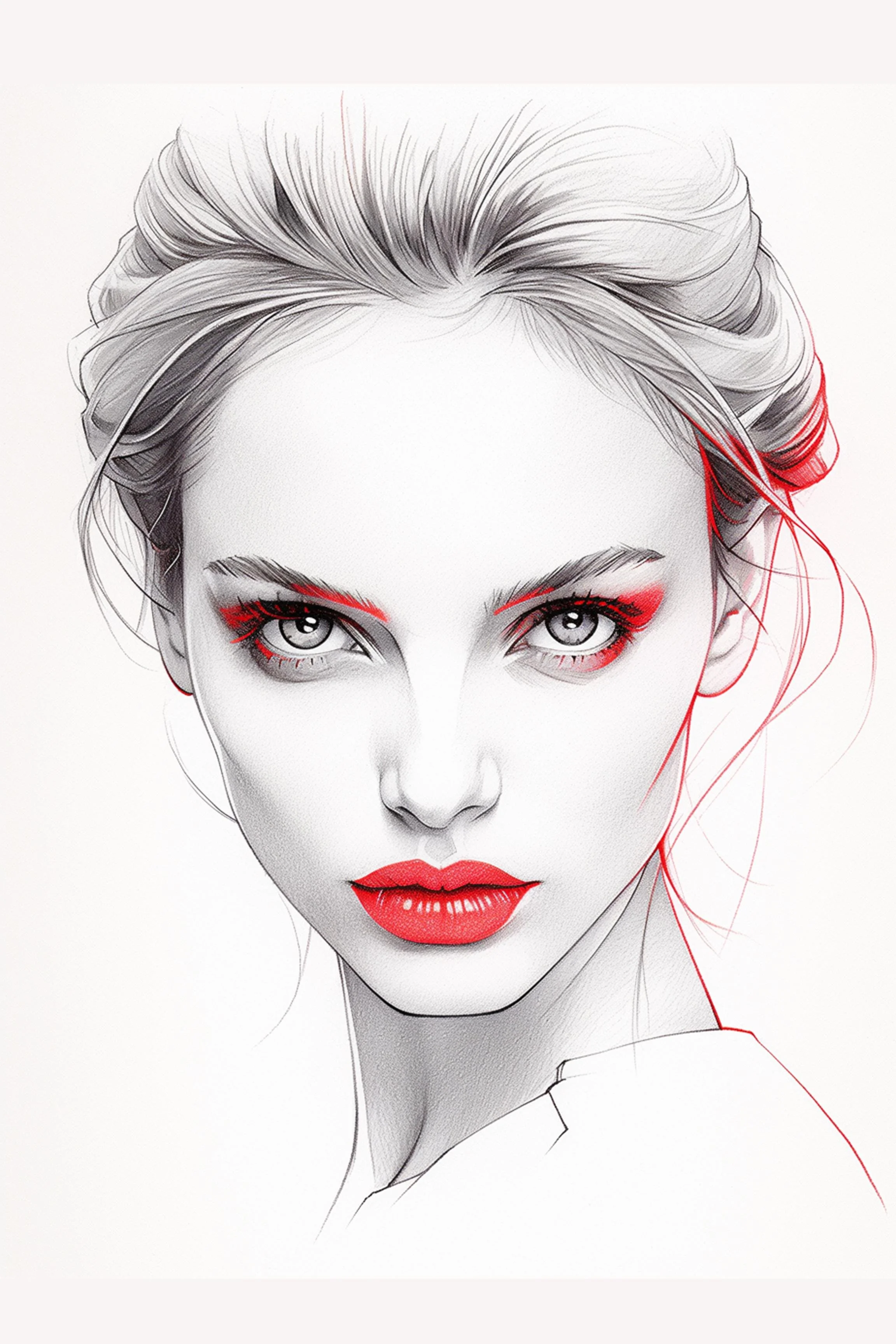 #29 Color Drawing Facial — Beauty, Style, and Expression in Every Detail.— 24H × 36 W Digital Art - MWS-CDF--0029