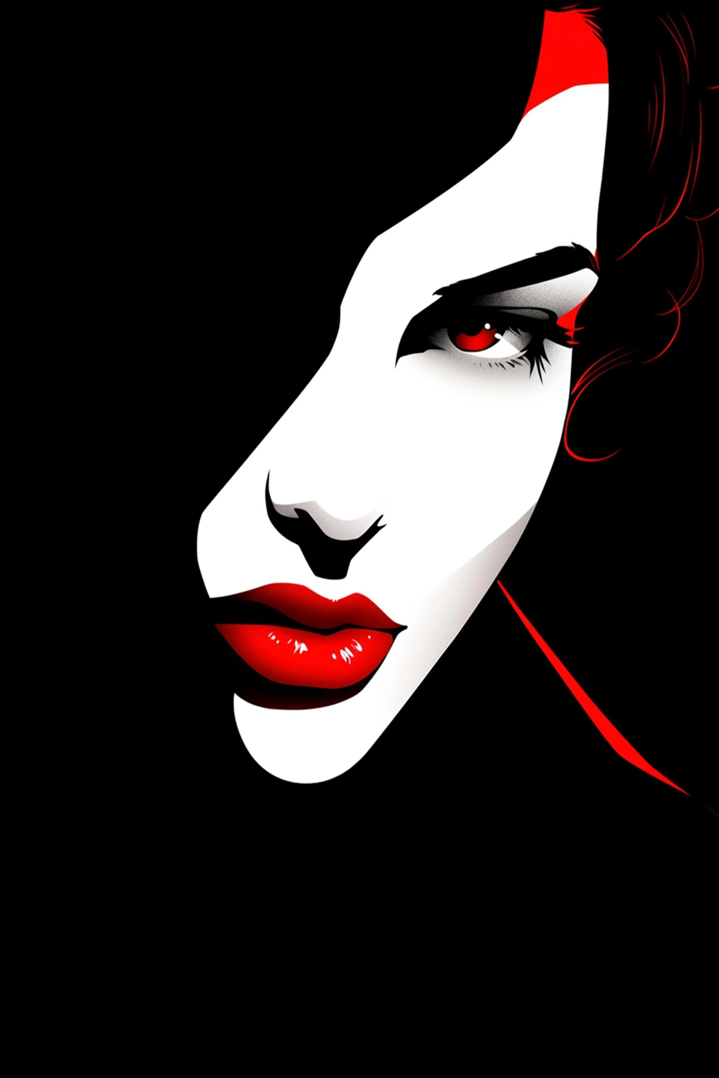 #163 Color Drawing Facial — Beauty, Style, and Expression in Every Detail.— 24H × 36 W Digital Art - MWS-CDF--0163