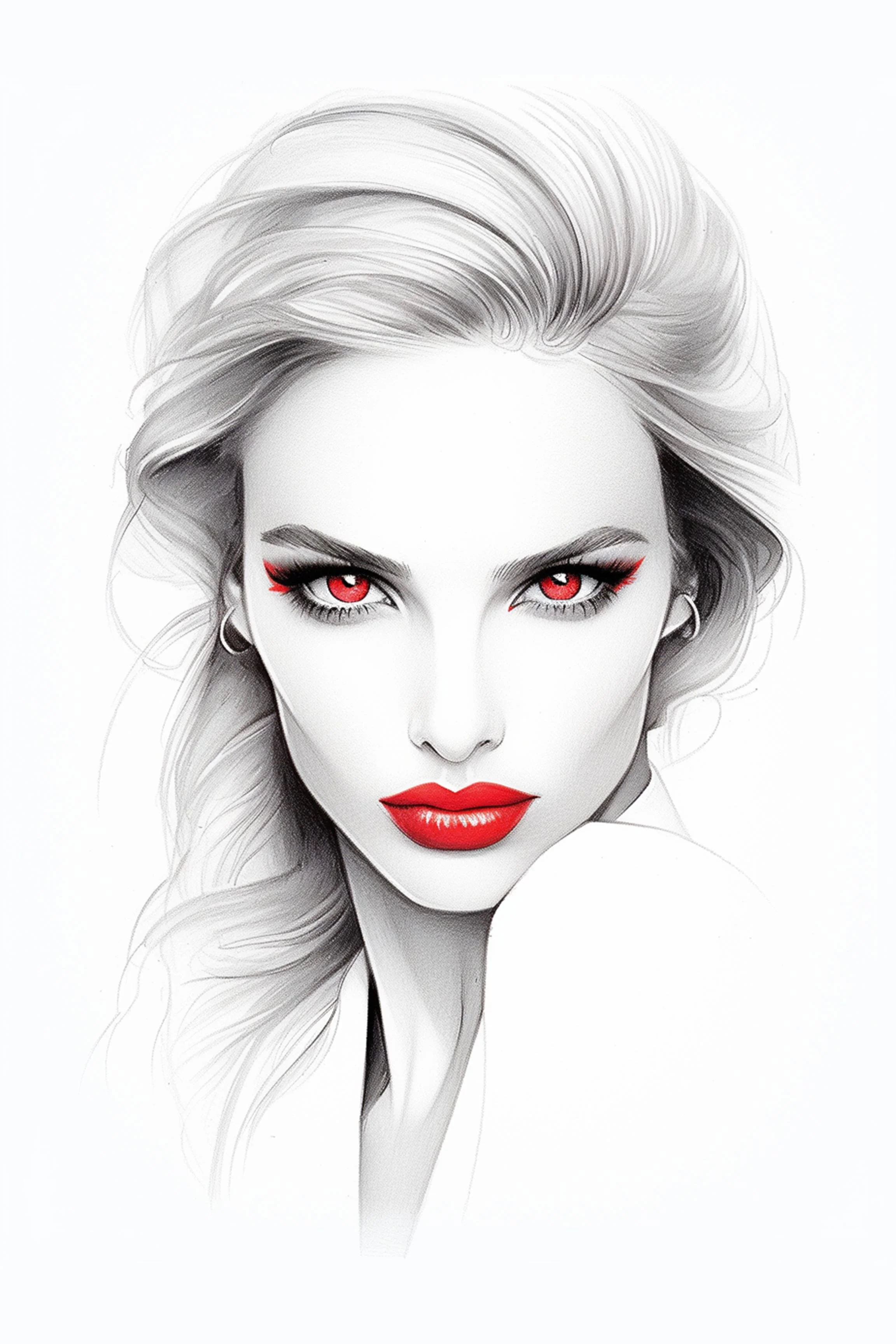 #6 Color Drawing Facial — Beauty, Style, and Expression in Every Detail.— 24H × 36 W Digital Art - MWS-CDF--0006