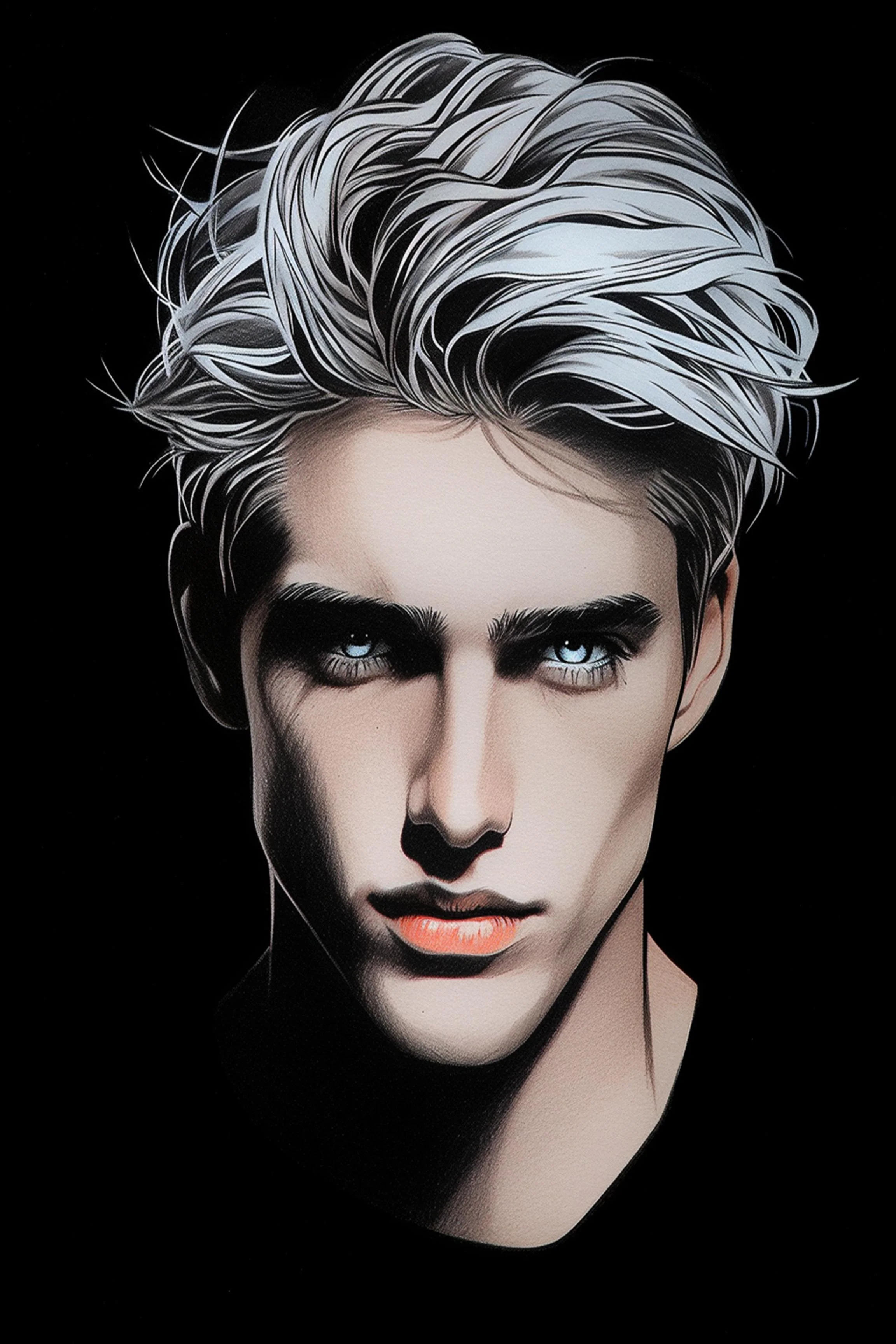 #123 Color Drawing Facial — Beauty, Style, and Expression in Every Detail.— 24H × 36 W Digital Art - MWS-CDF--0123