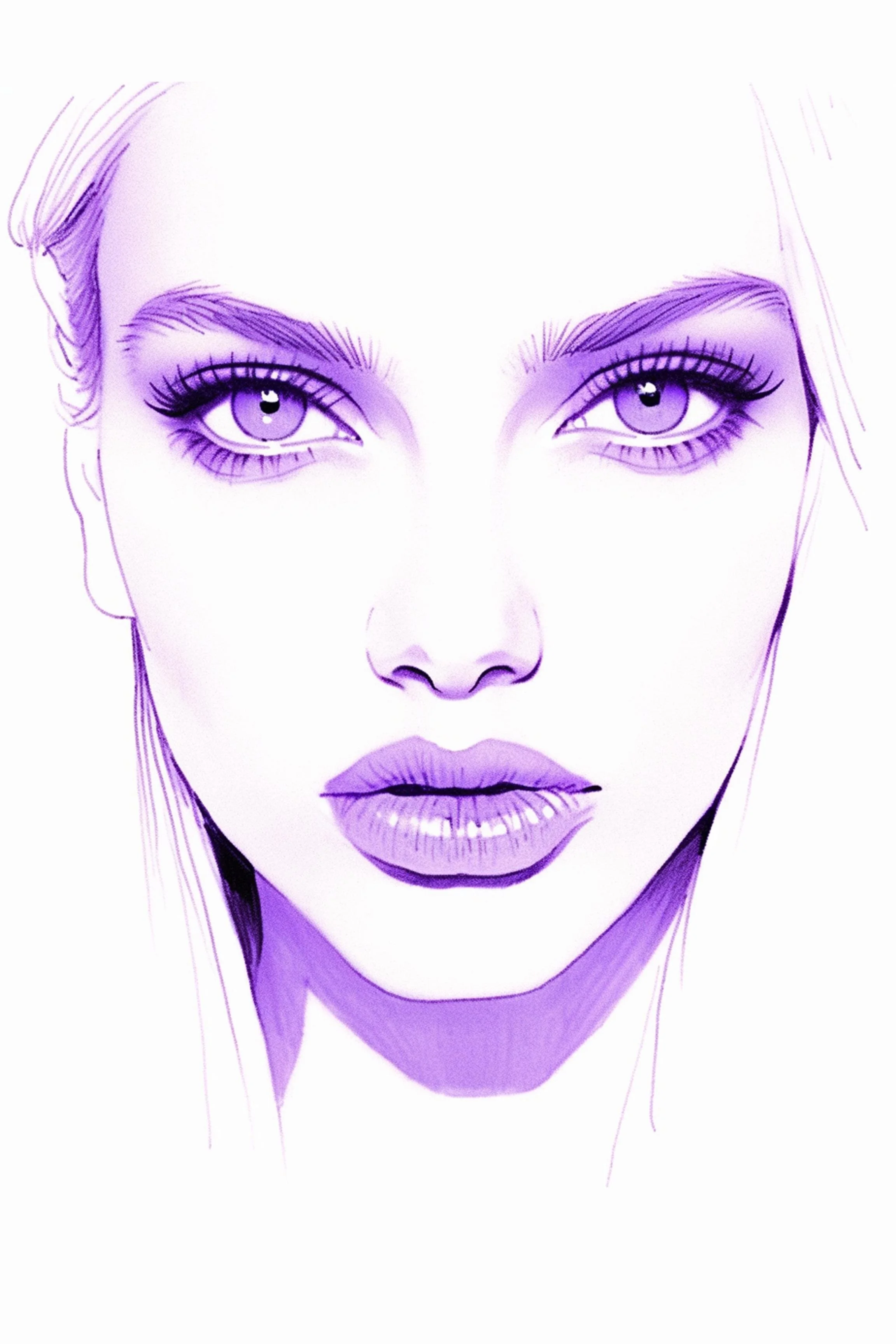 #13 Color Drawing Facial — Beauty, Style, and Expression in Every Detail.— 24H × 36 W Digital Art - MWS-CDF--0013