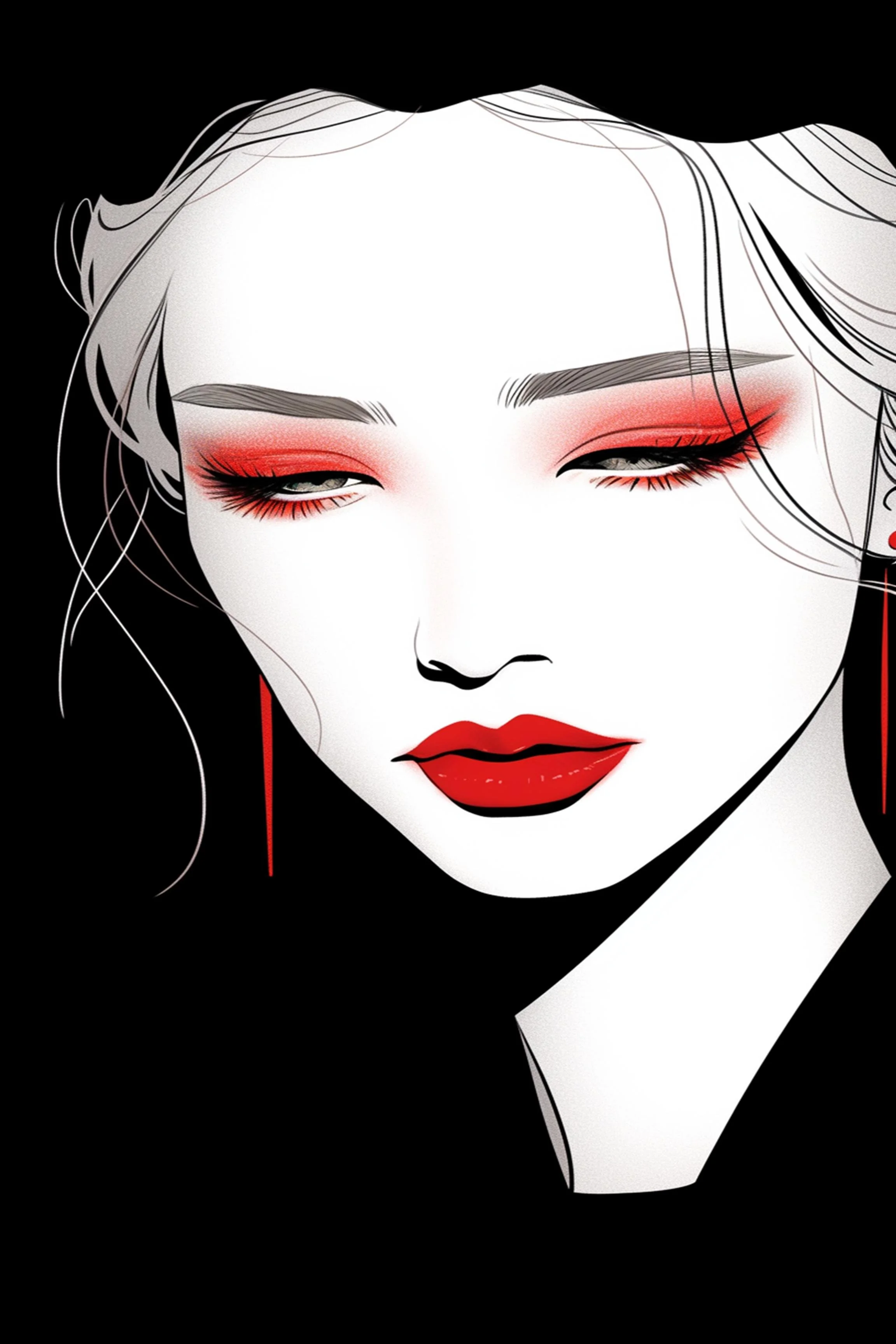 #110 Color Drawing Facial — Beauty, Style, and Expression in Every Detail.— 24H × 36 W Digital Art - MWS-CDF--0110