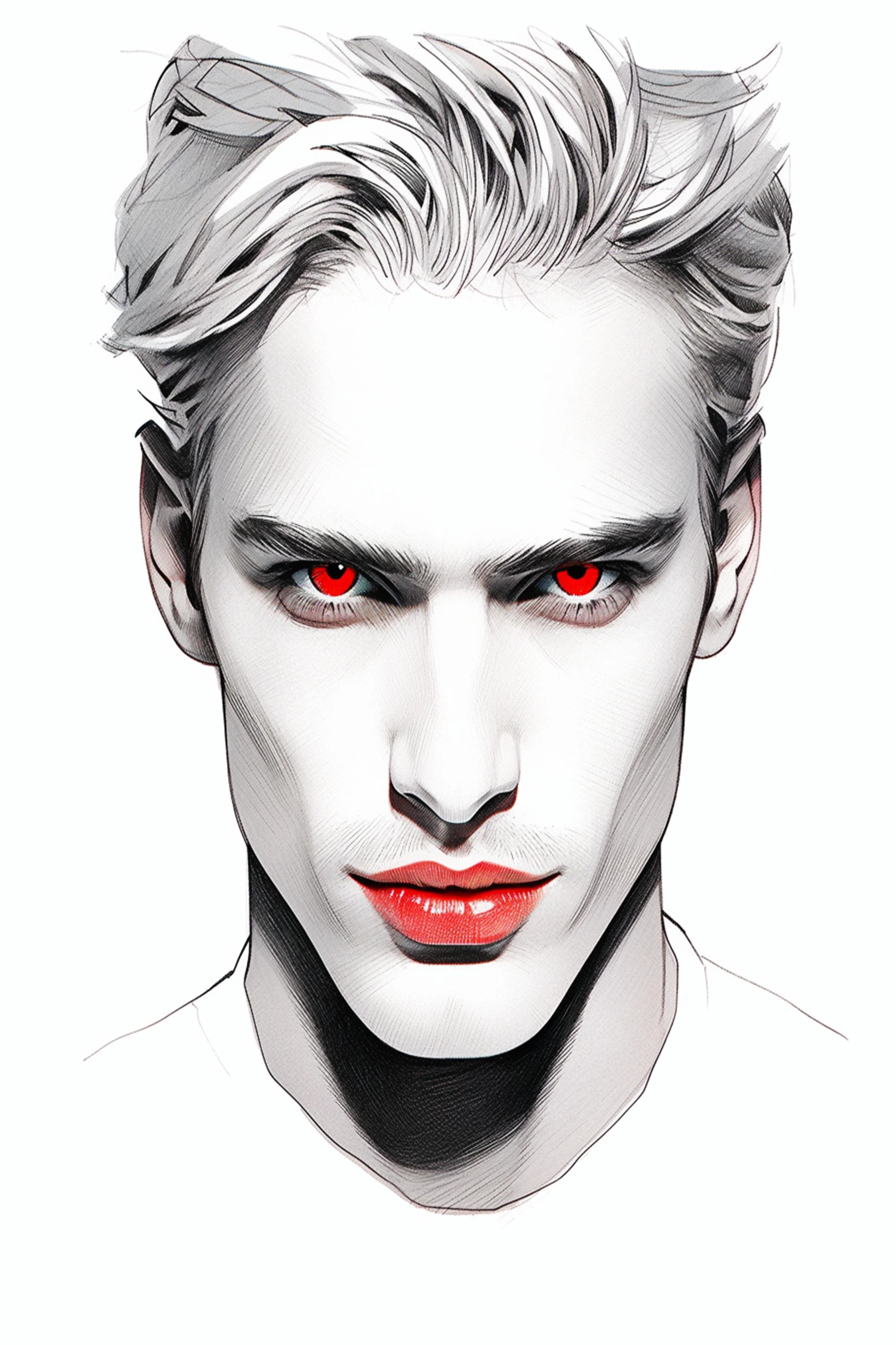 #196 Color Drawing Facial — Beauty, Style, and Expression in Every Detail.— 24H × 36 W Digital Art - MWS-CDF--0196