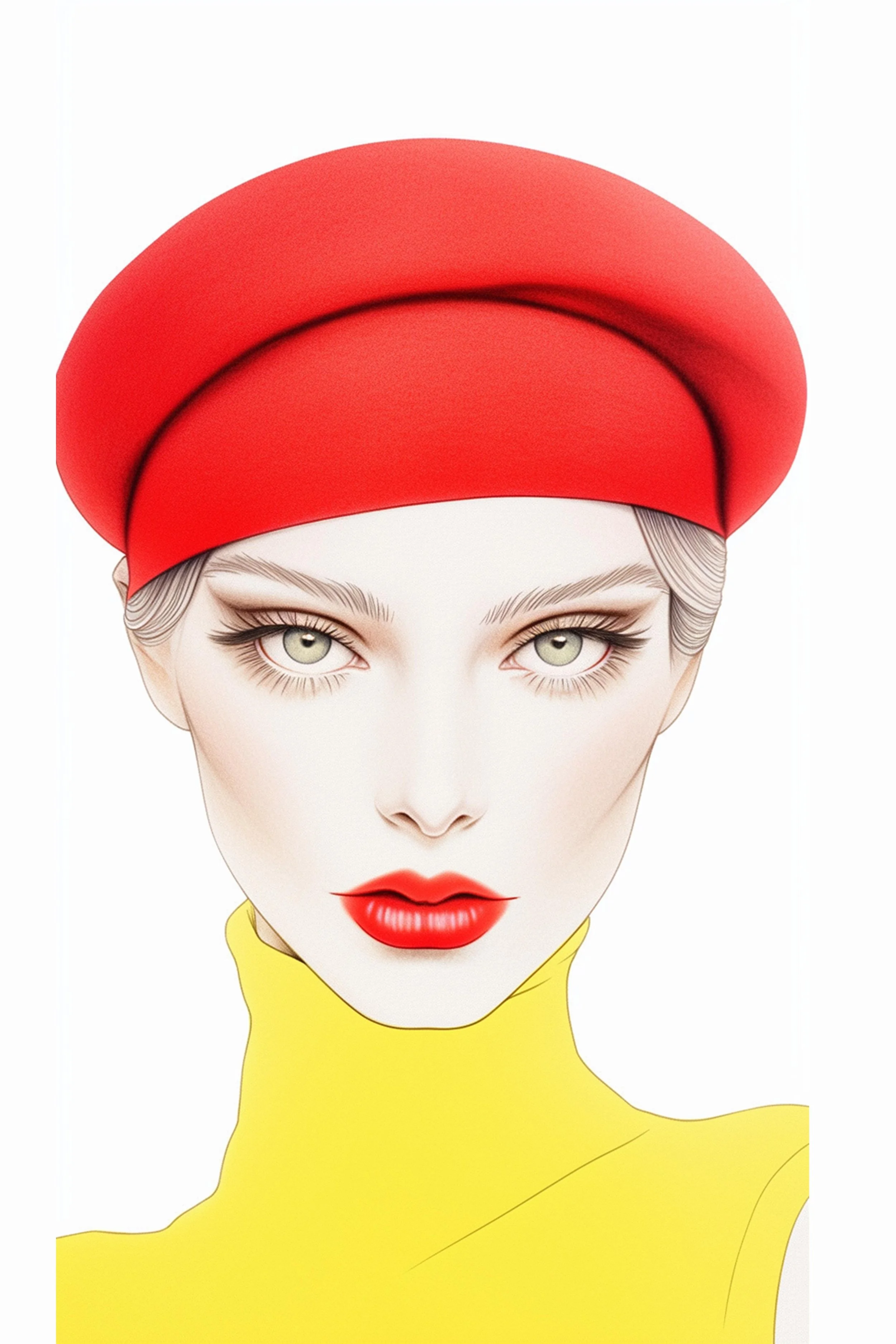 #107 Color Drawing Facial — Beauty, Style, and Expression in Every Detail.— 24H × 36 W Digital Art - MWS-CDF--0107