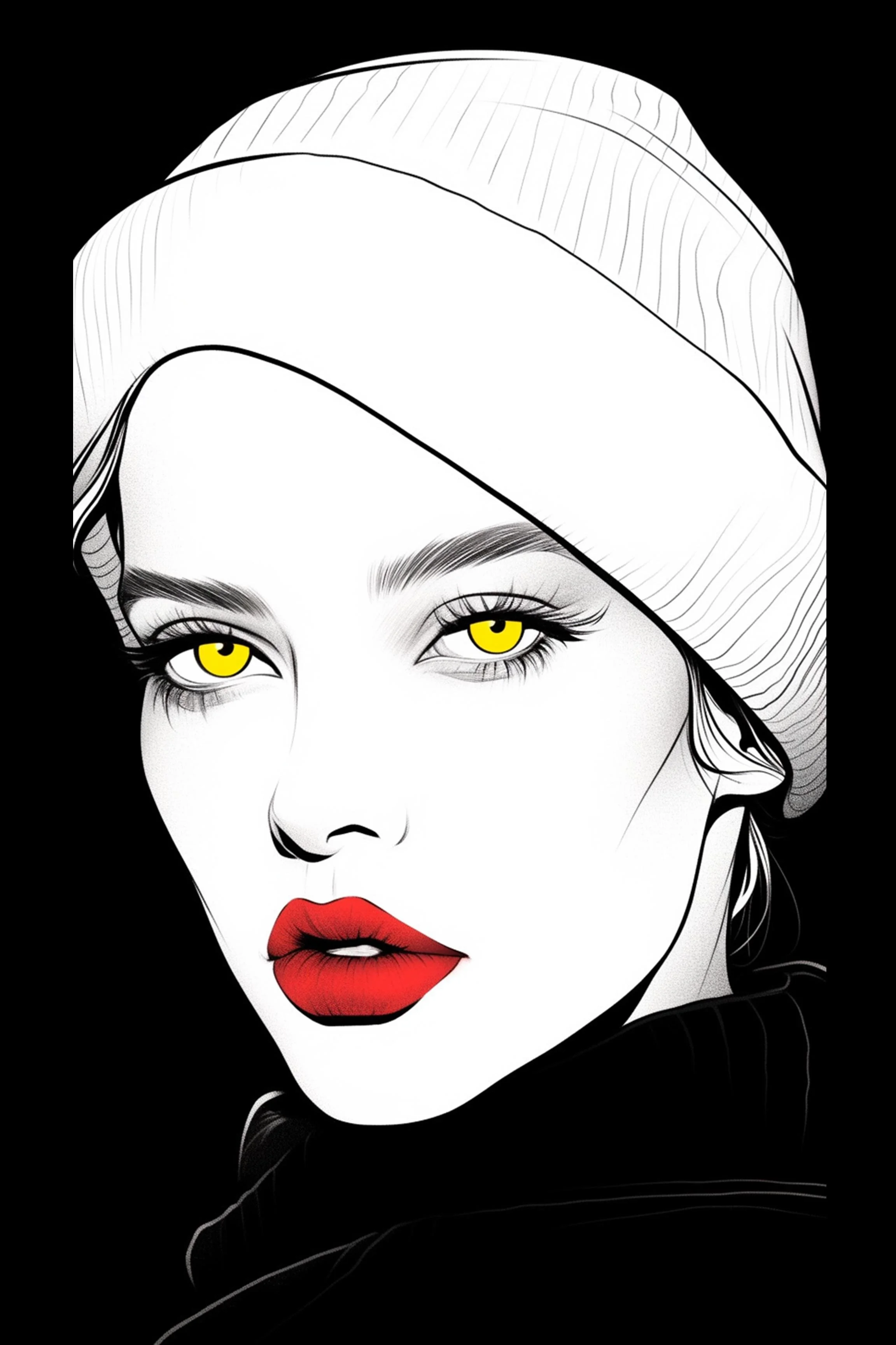 #114 Color Drawing Facial — Beauty, Style, and Expression in Every Detail.— 24H × 36 W Digital Art - MWS-CDF--0114