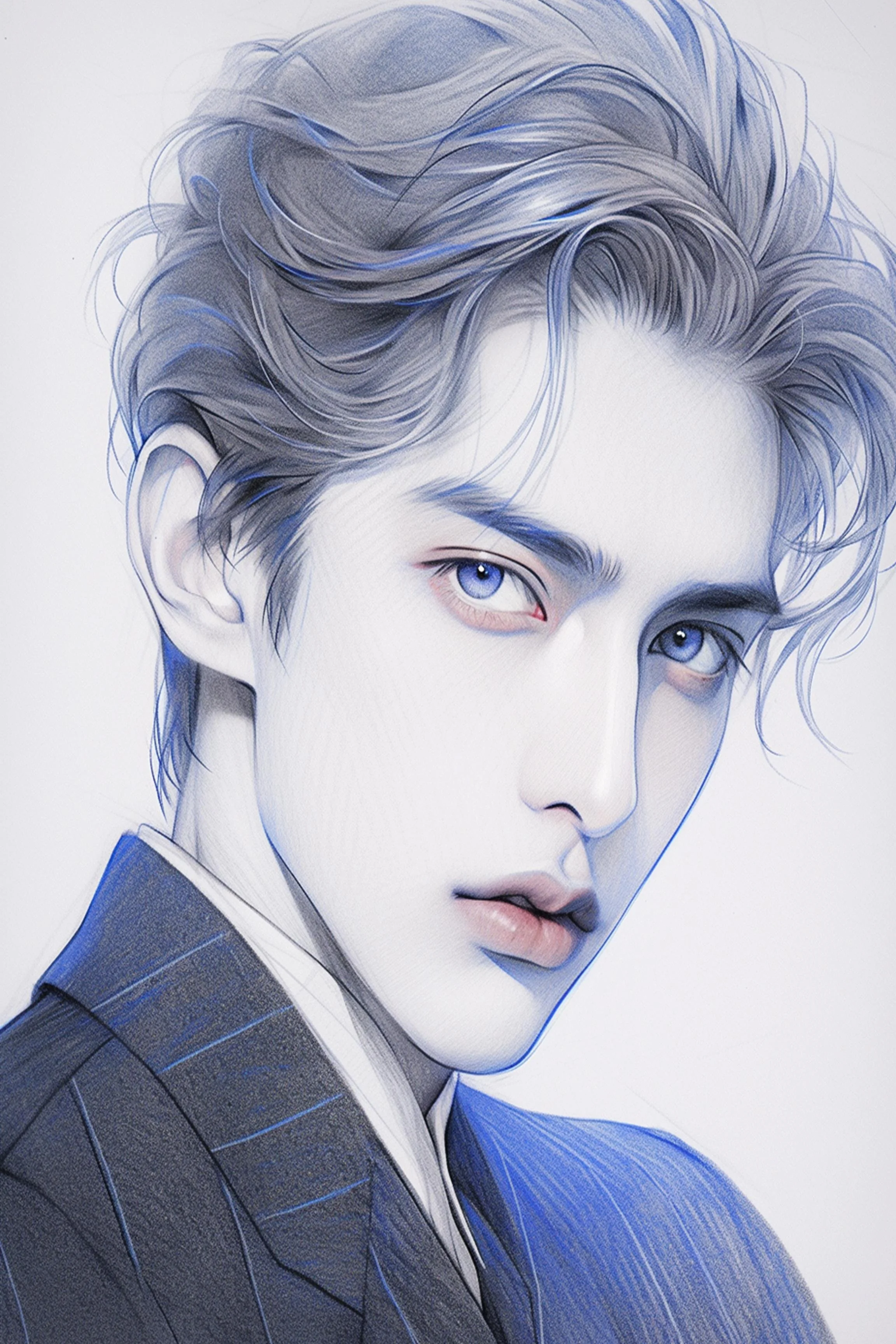 #71 Color Drawing Facial — Beauty, Style, and Expression in Every Detail.— 24H × 36 W Digital Art - MWS-CDF--0071