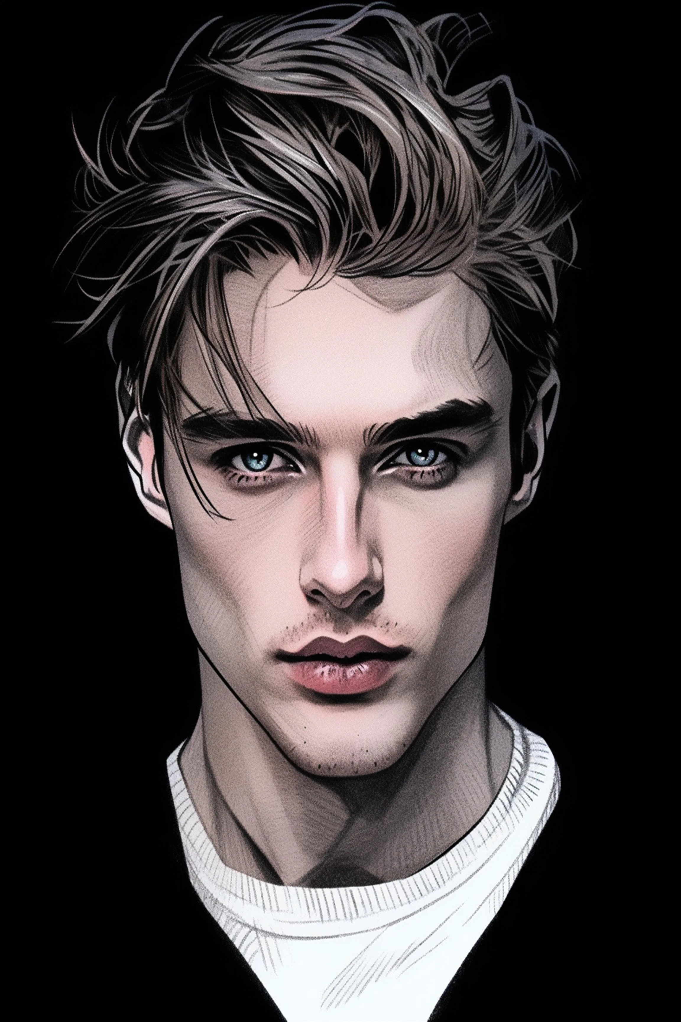 #112 Color Drawing Facial — Beauty, Style, and Expression in Every Detail.— 24H × 36 W Digital Art - MWS-CDF--0112