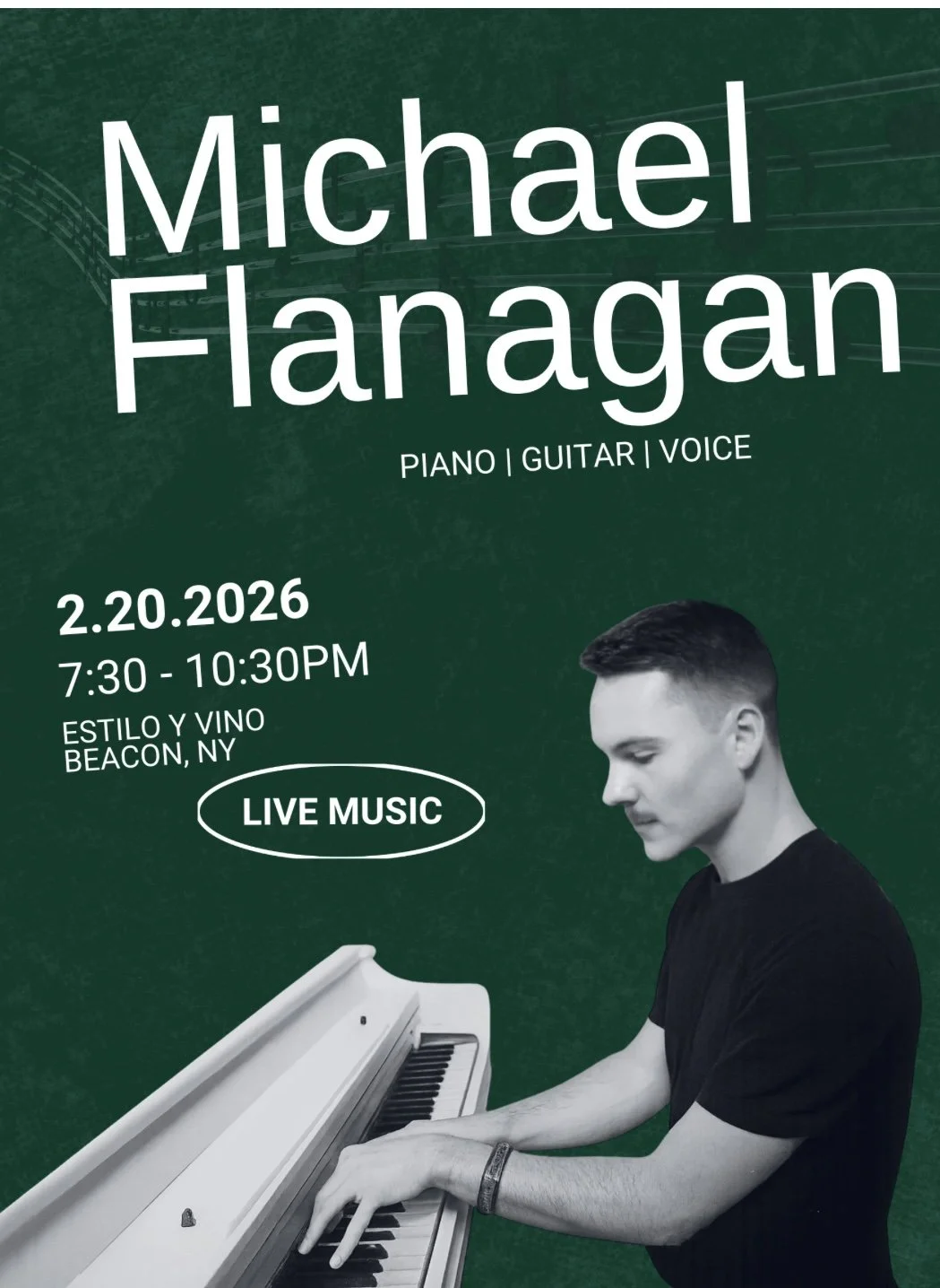 Michael Flanagan on the piano 