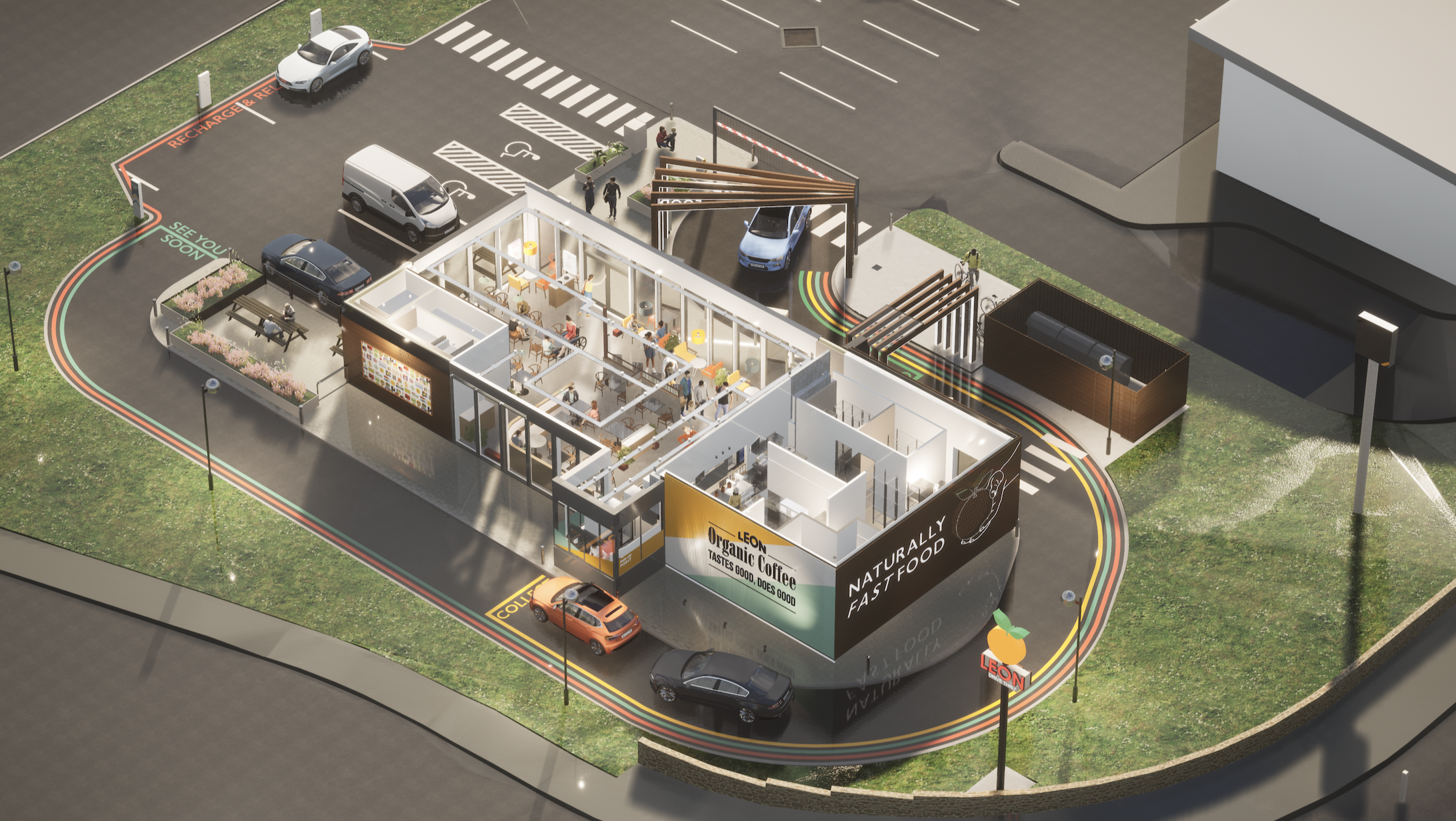isometric plan of restaurant design