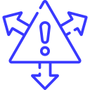 icone triangle danger avec des flèches qui partent vers l'extérieur