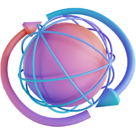 Globe stylisé entouré de flèches symbolisant la connectivité ou les échanges mondiaux.