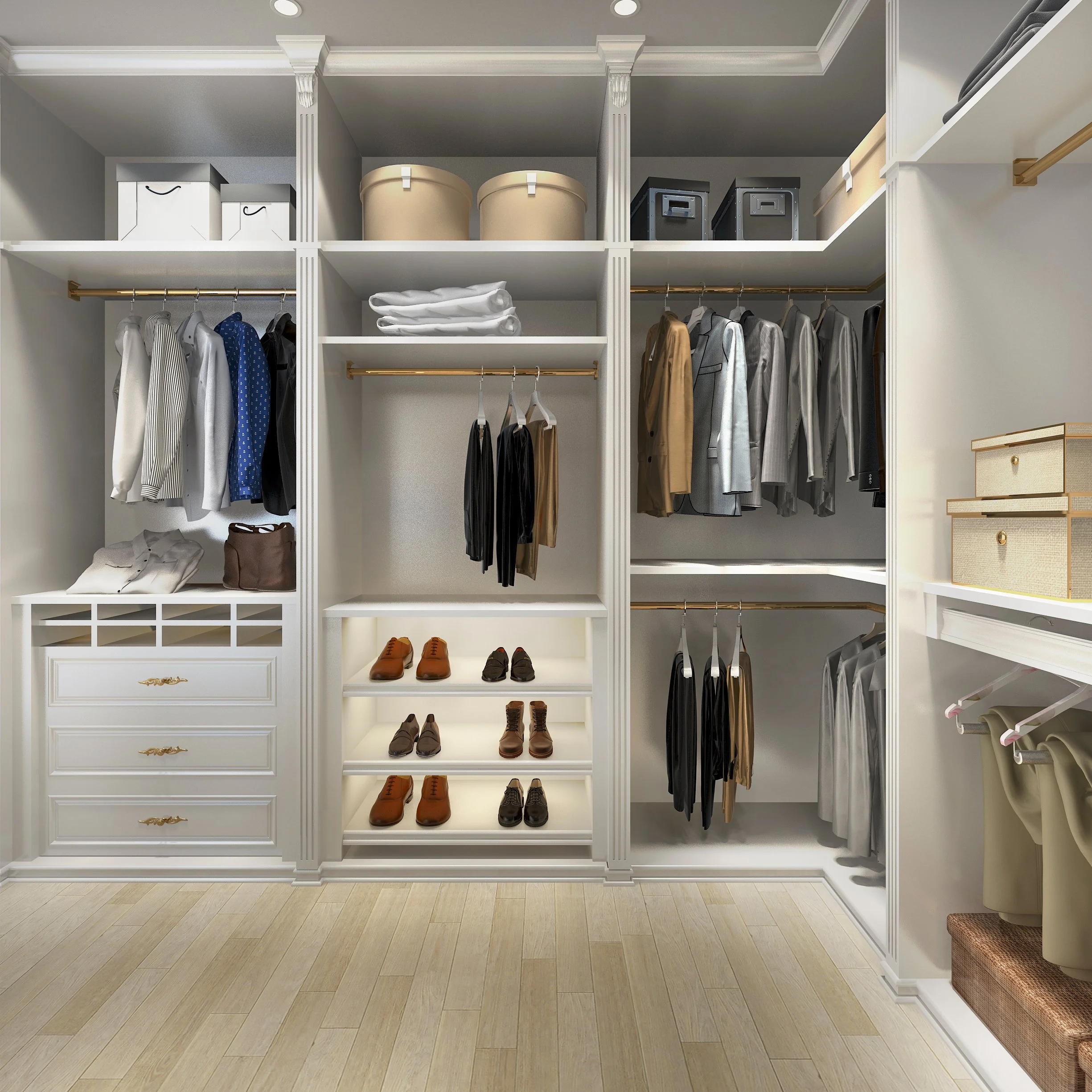 Luxury Closet With Cabinet Finish