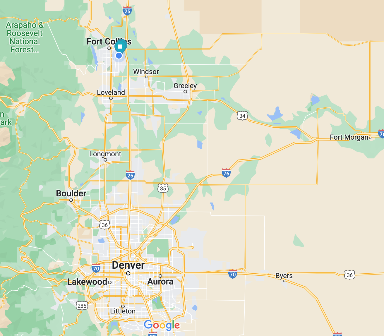 Map of the Colorado Front Range stormwater service area served by Affordable Runoff Solutions