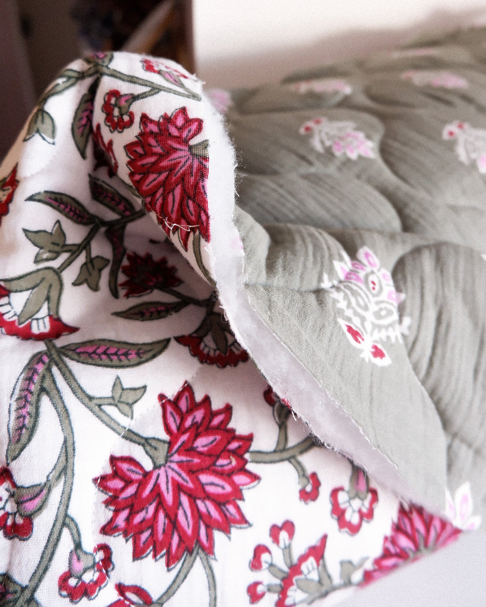 Tissu double gaze matelassée ♡ Imprimé floral indien.jpg