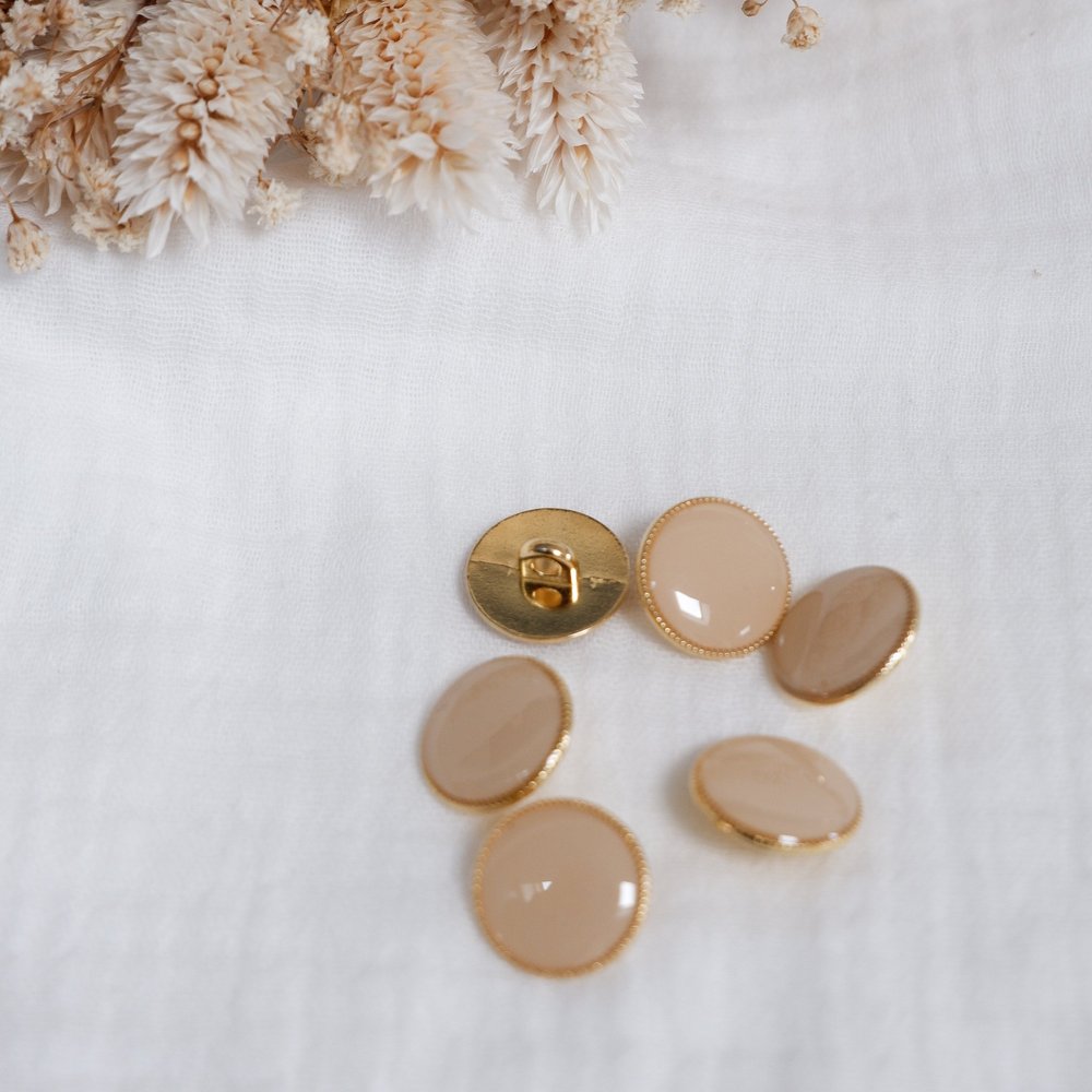 Lot De 6 Boutons Vintage En Métal Doré Crème – Diamètre 2,5 Cm, Lourds, Occasion