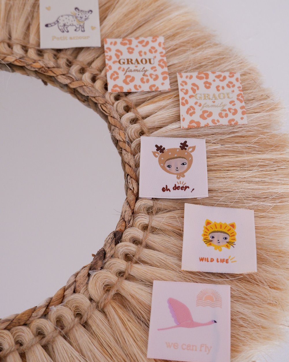 Lot de 6 Étiquettes tissées Jolie Boho ♡ - Pack collection Safari Family —  Joli.e Boho