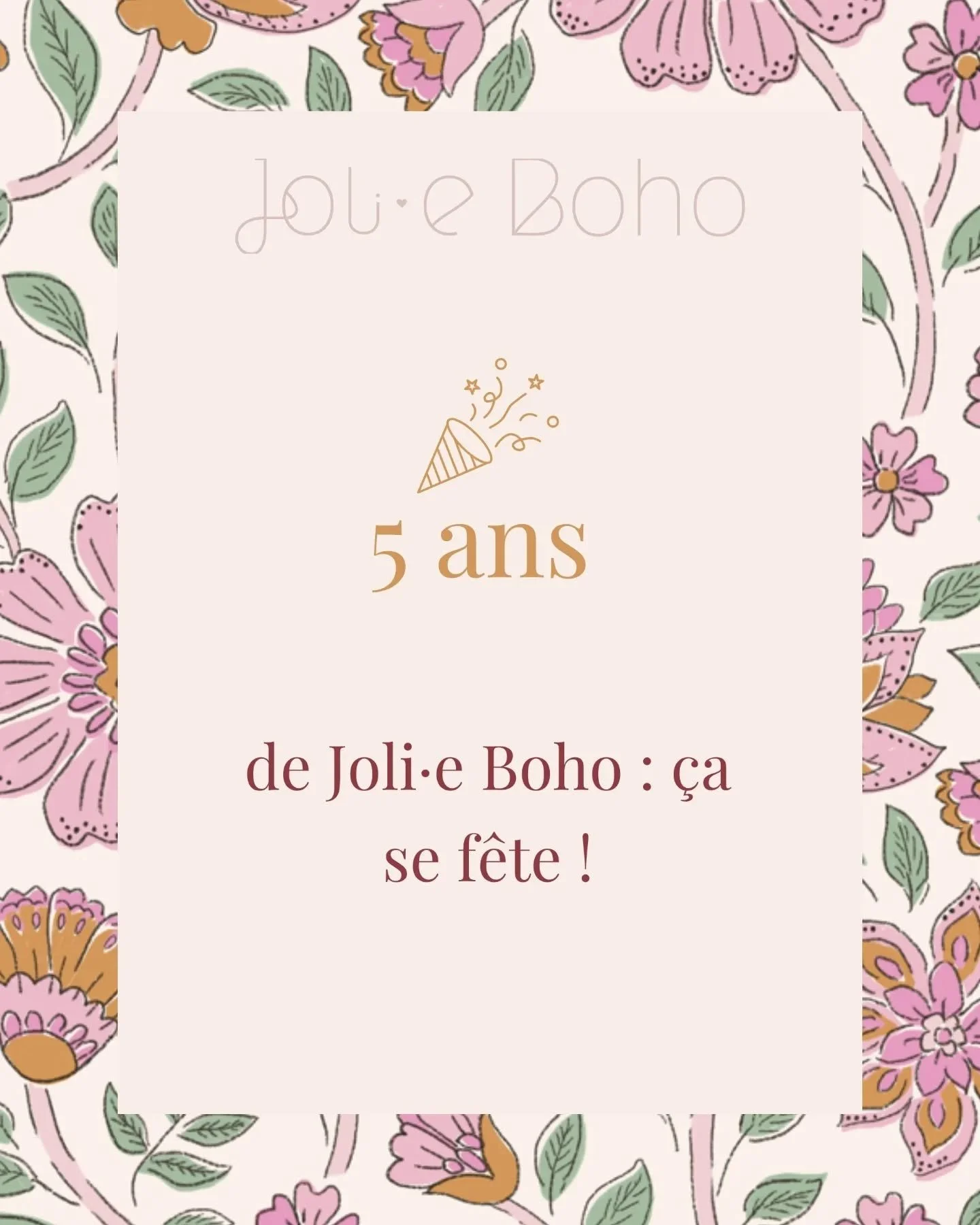 5 ans de Joli&middot;e Boho : &ccedil;a se f&ecirc;te ! 🌷

Il y a 5 ans, je lan&ccedil;ais Joli&middot;e Boho avec une id&eacute;e en t&ecirc;te : cr&eacute;er un espace doux, boh&egrave;me et inspirant pour les passionn&eacute;&middot;e&middot;s de