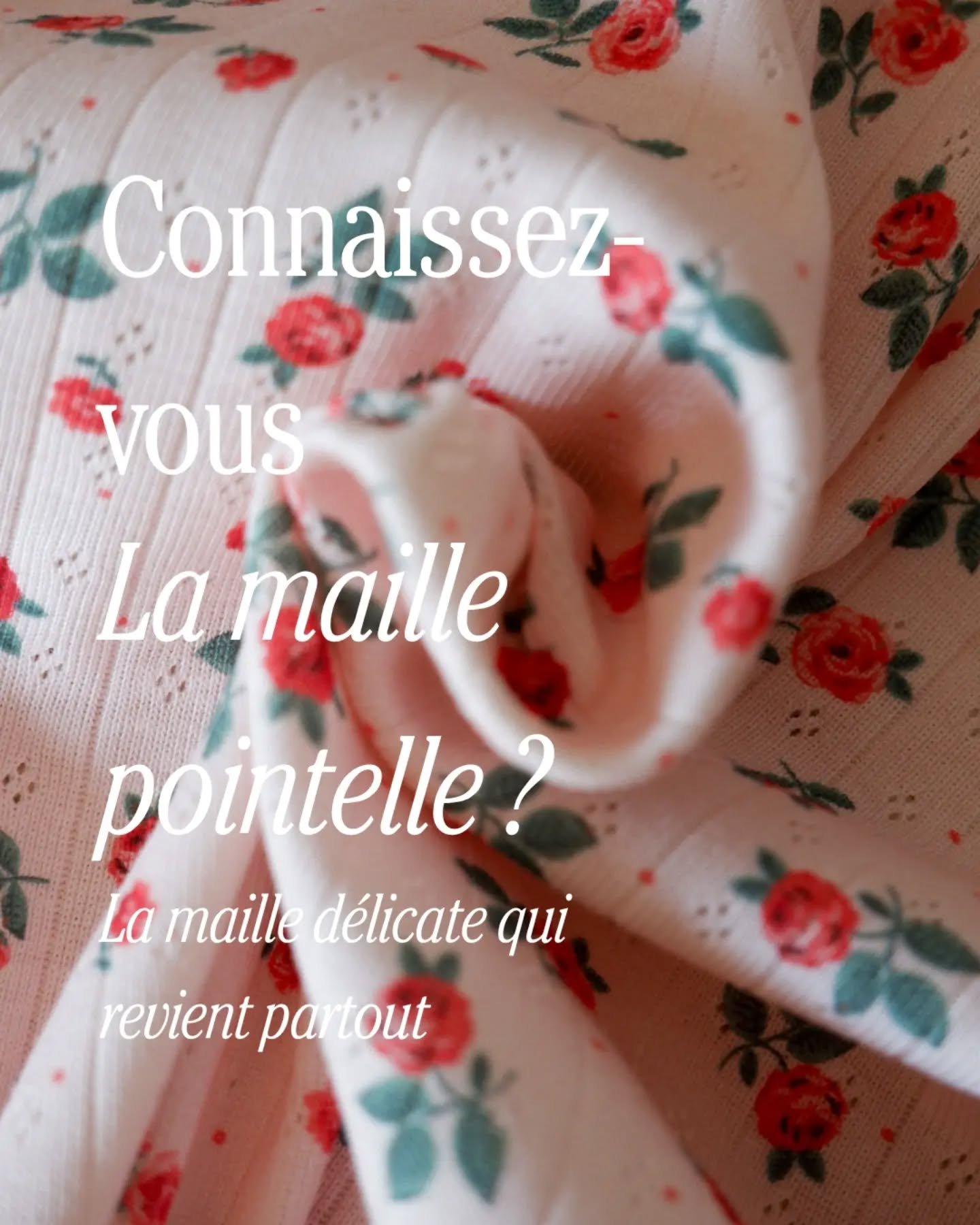 Hello !

Voil&agrave; un petit moment qu'on vous propose nos jolis motifs sur de belles mailles ajourees ♡

Douce, extensible et d&eacute;licatement ajour&eacute;e, la maille pointelle est toujours une bonne id&eacute;e pour cr&eacute;er des v&ecirc;