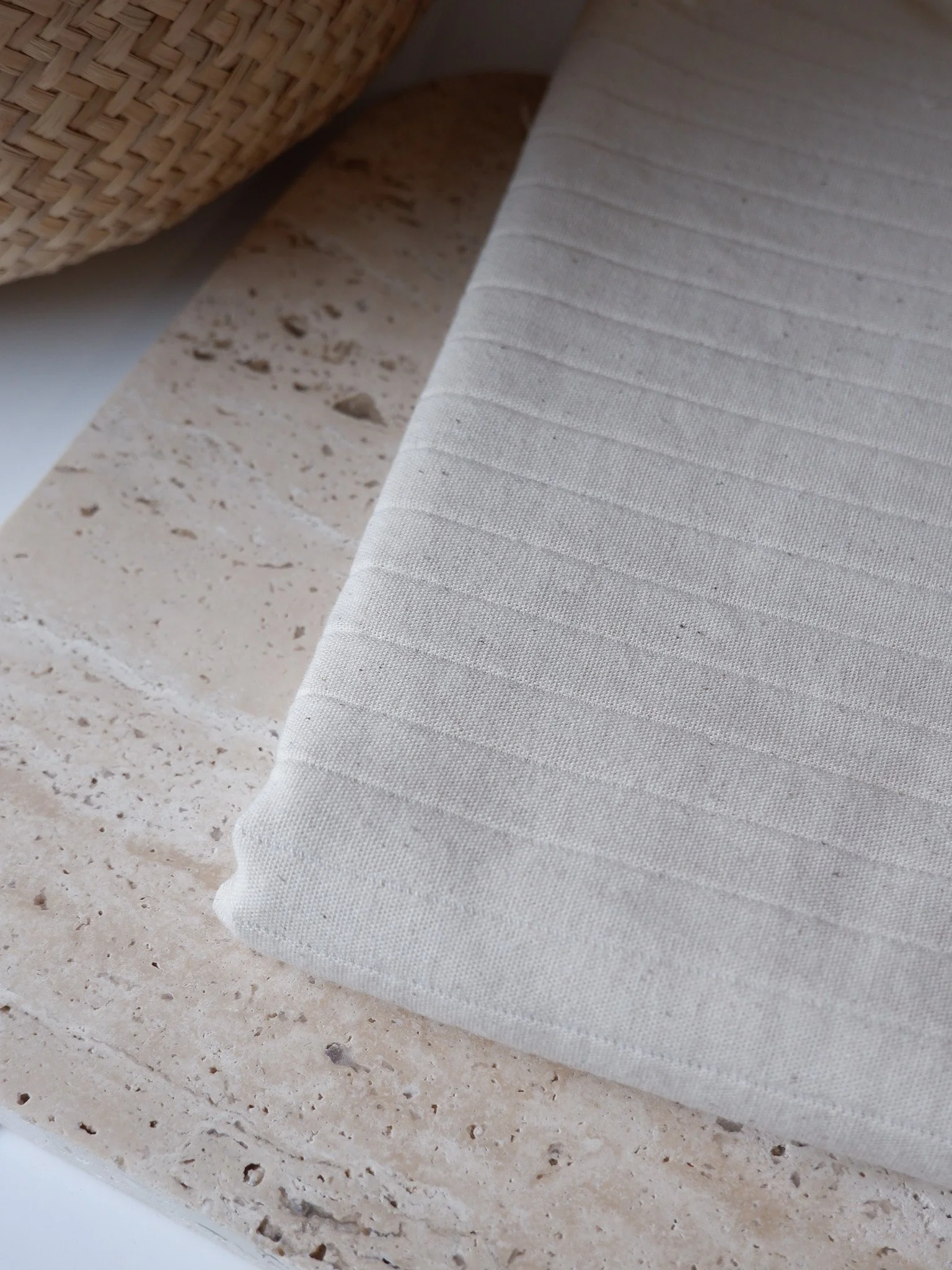 Tissu Soft Essential texturé écru à rayures ♡ naturel