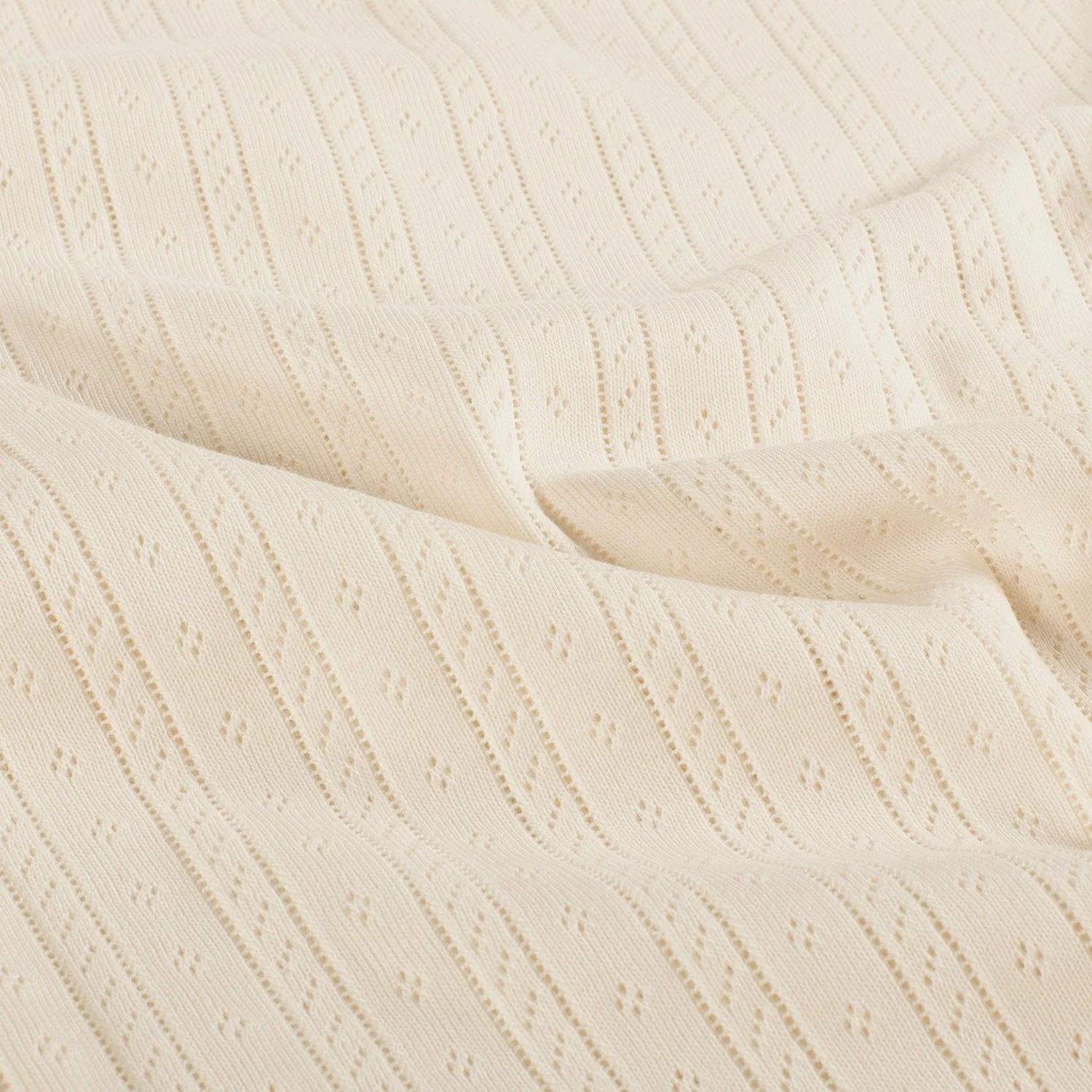 Tissu jersey ajouré rayures ♡ écru