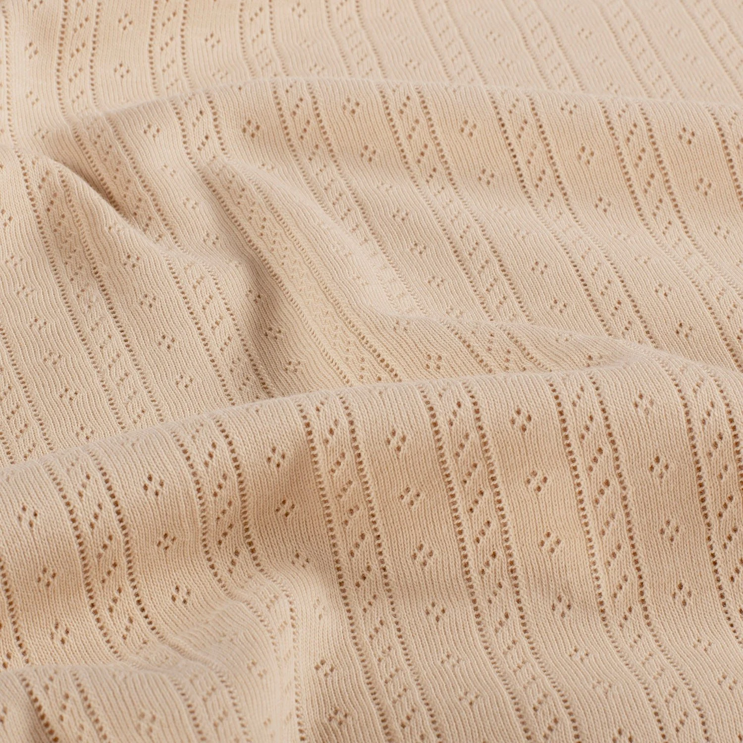 Tissu jersey ajouré rayures ♡ beige