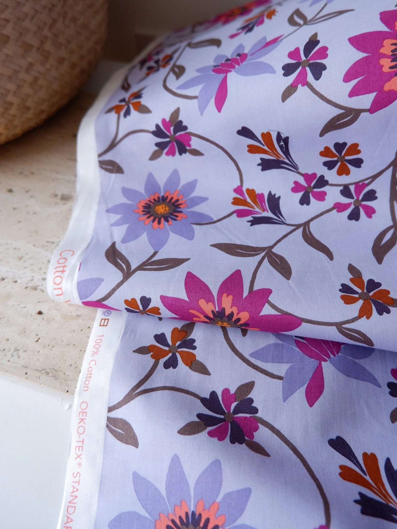 Flowers lavande : voile de coton ♡