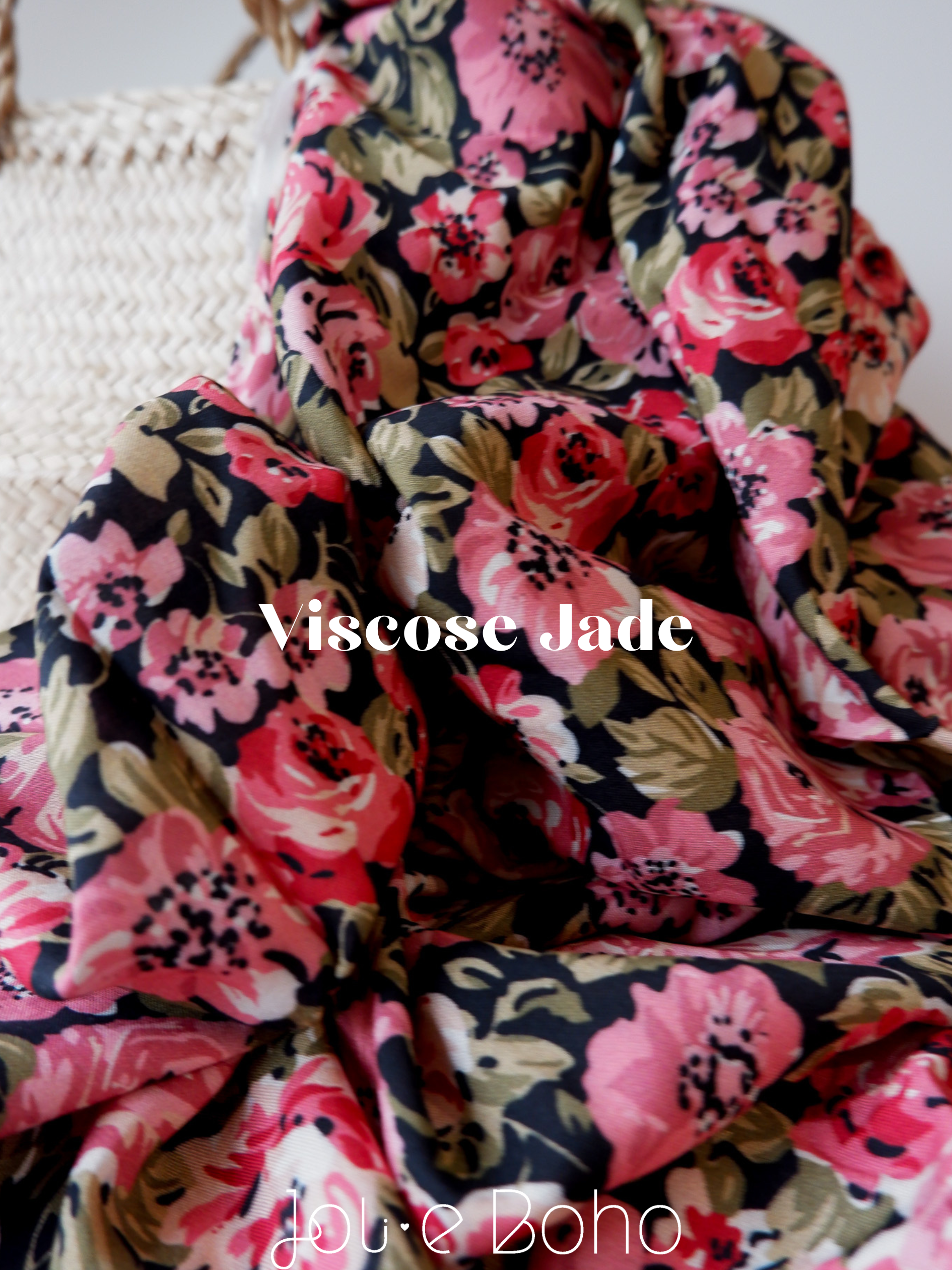 Tissu viscose fleurie écovéro ♡ Jade ♡