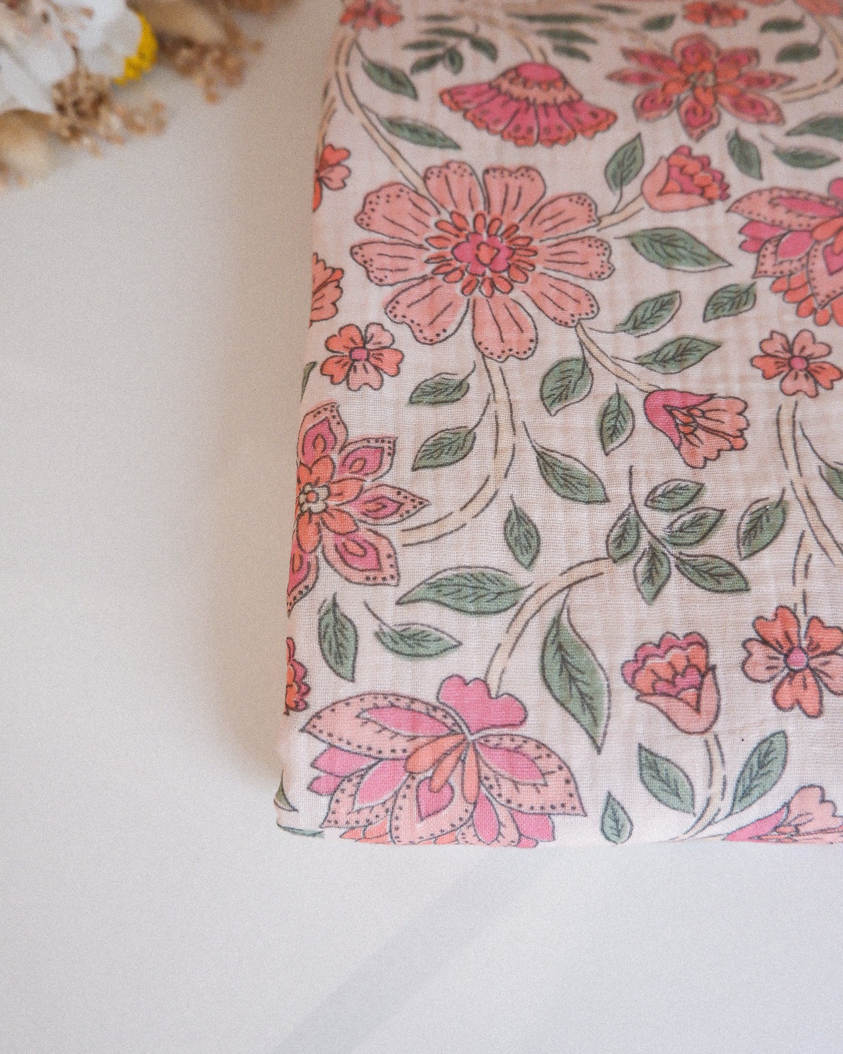 Tissu double gaze Fleurs indiennes coton biologique www.jolieboho.com (3).jpg