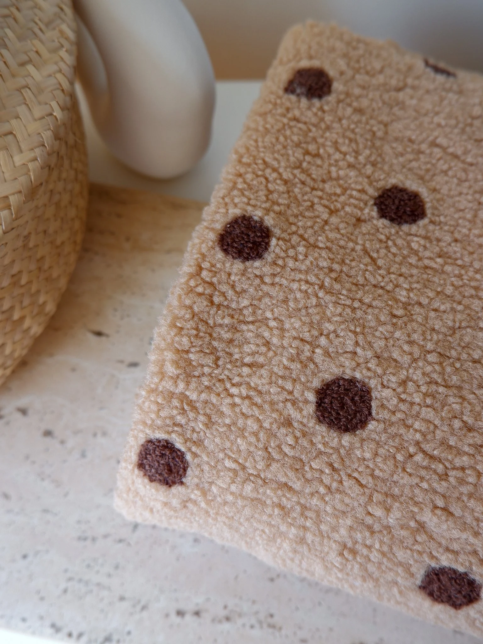 Tissu fausse fourrure teddy dot peanut butter ♡