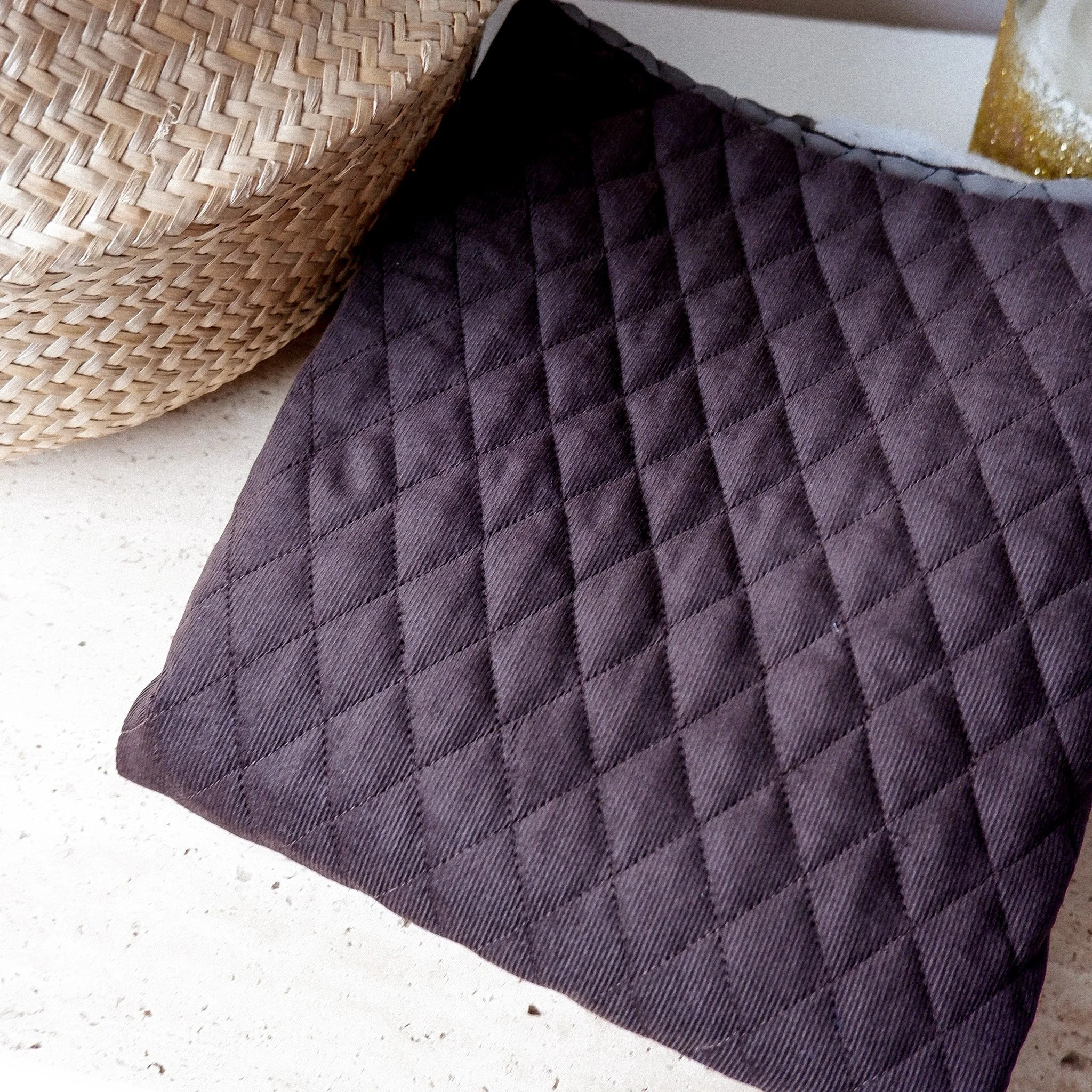 Tissu velours milleraie matelassé ♡ dark brown