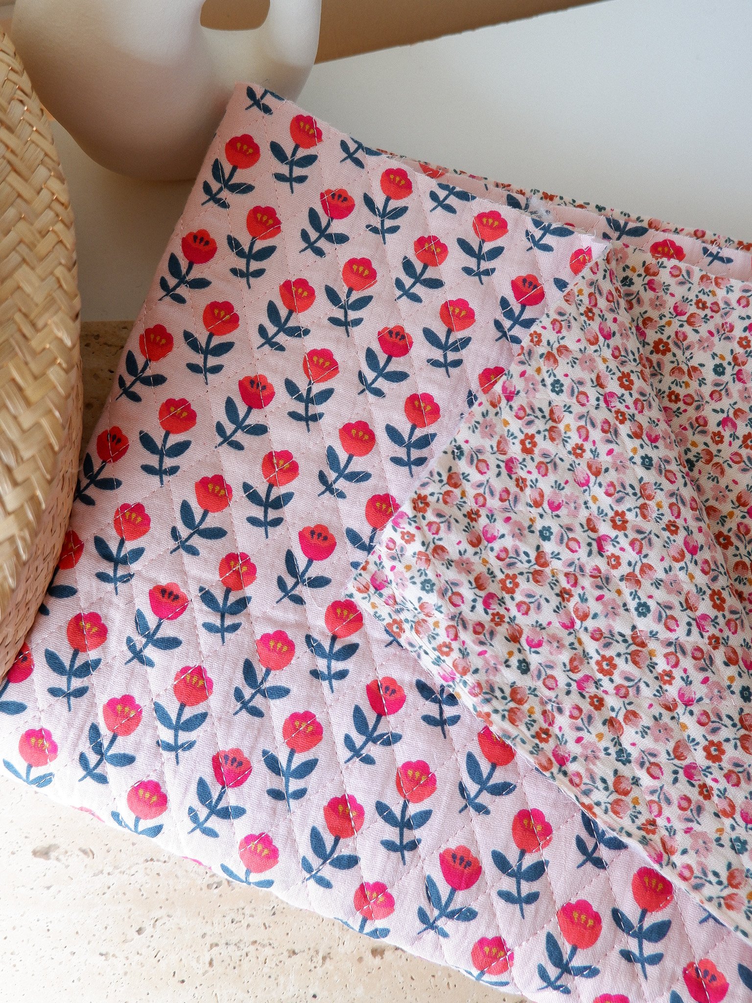Tissu double gaze matelassée Emilia ♡ Matelassage vertical