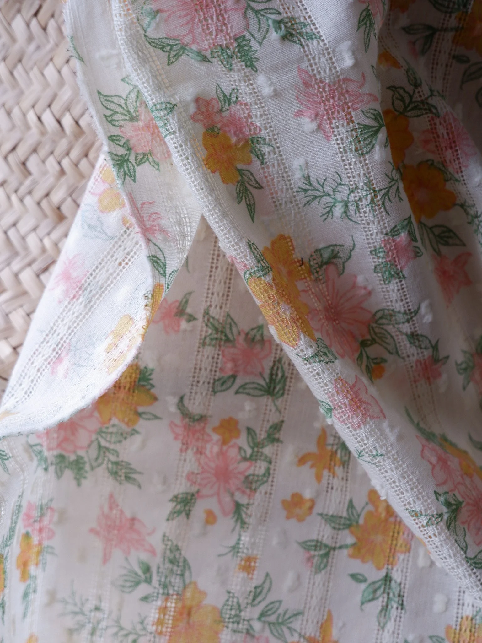 Tissu coton jacquard plumetis vichy ♡ Lanloup