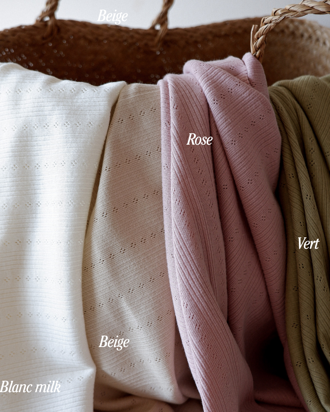 Tissu jersey ajouré à rayures ♡ rose maille pointelle