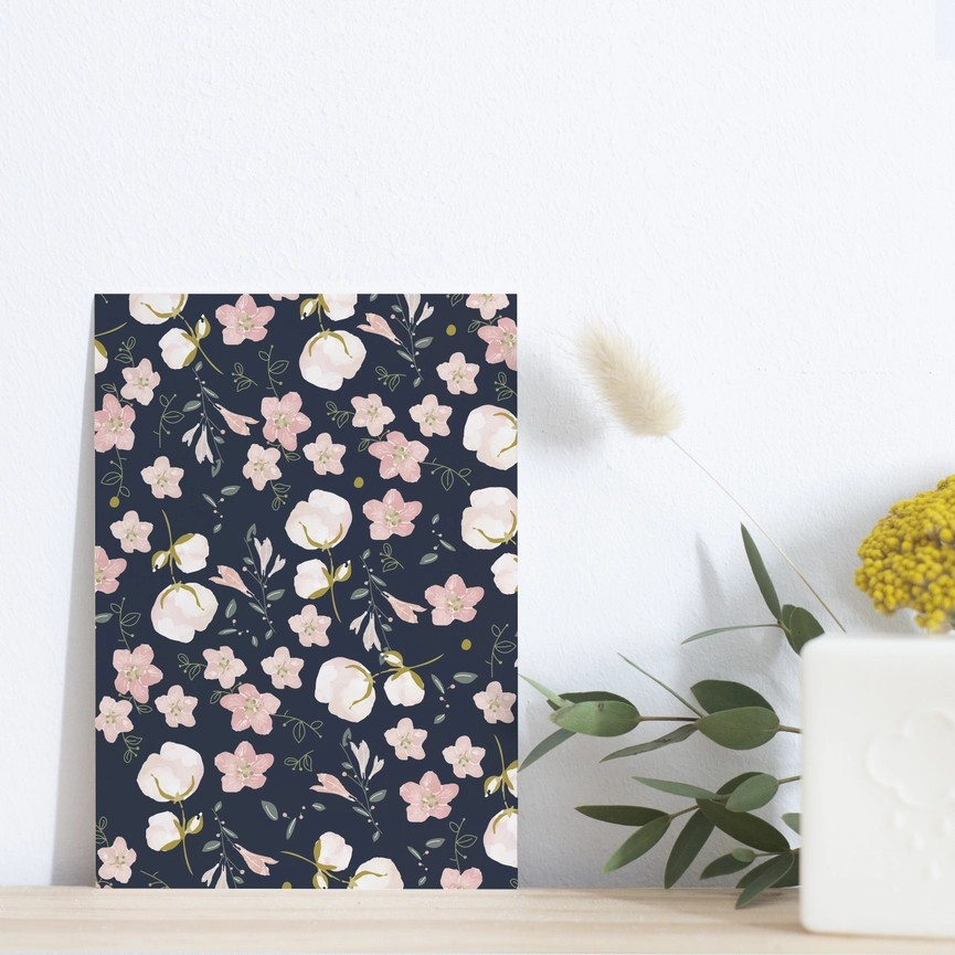 Carte Bleu Marine Motif Floral My lovely thing