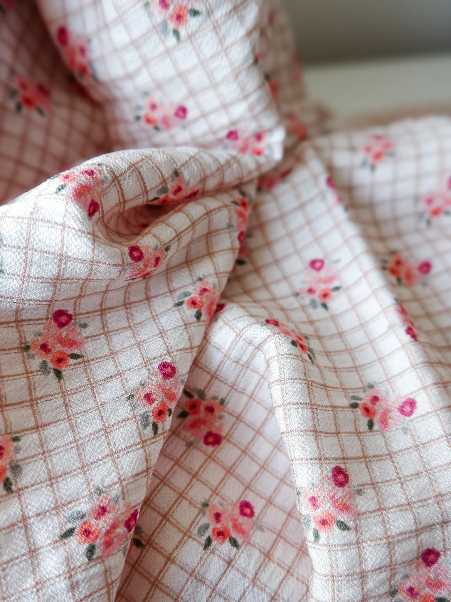 Crêpe de viscose écovéro fleuri ♡ Vichy bohème