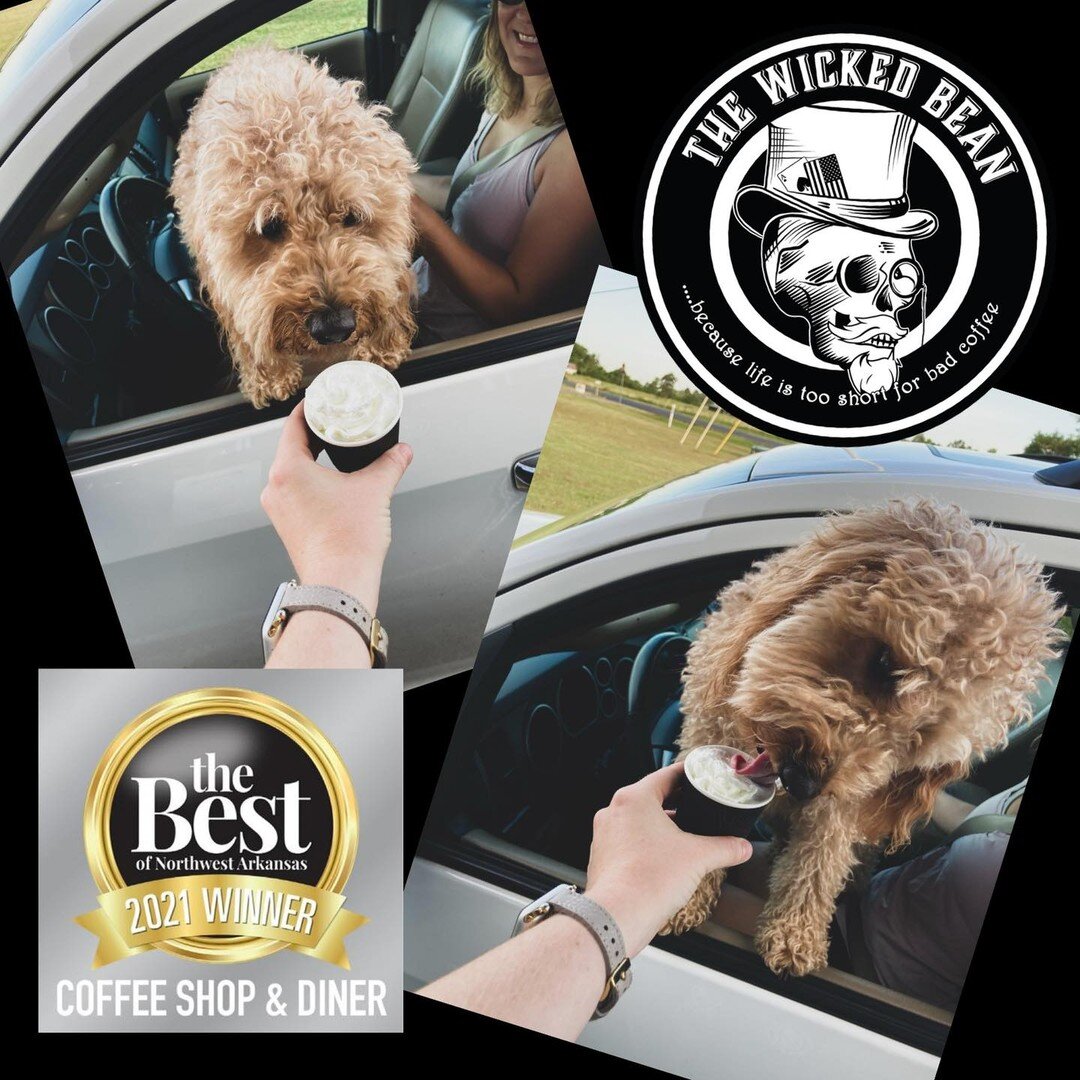 To all our furry friends out there, be sure and tell your Dog Mom or Dog Dad to bring you to The Wicked Bean for a pup cup, because you deserve it for being their bestest friend ever!!!

The Wicked Bean
11207 Hwy 72 W
Centerton, AR 72719
479.224.8366