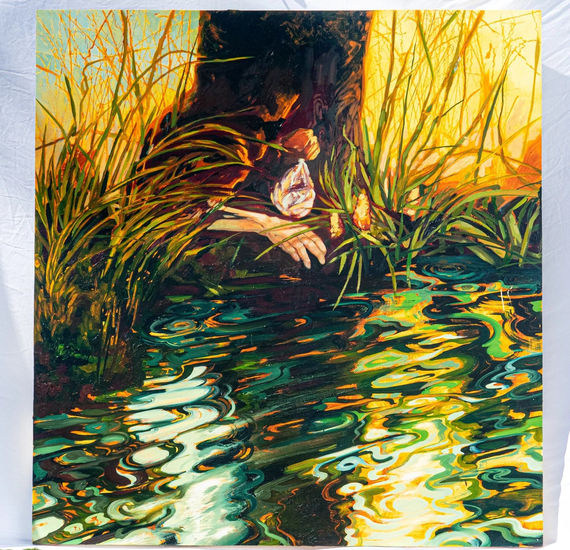 Controlled Burn. Oil on poplar panel, 48 x 48 inches. 2025.