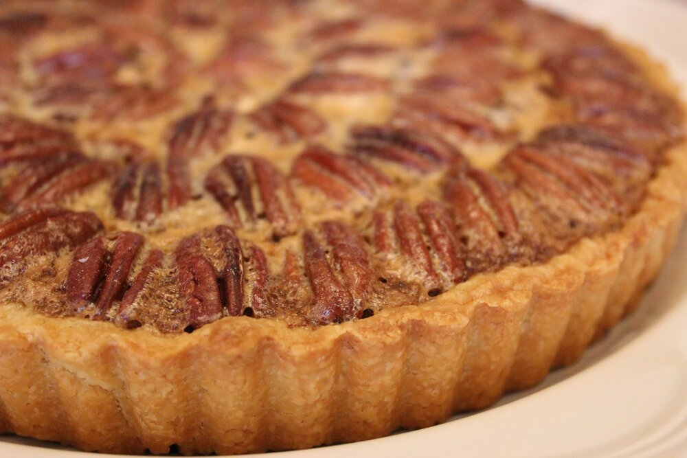 chocolate pecan bourbon tart