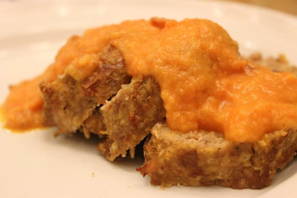 meatloaf with tomato-bacon gravy 