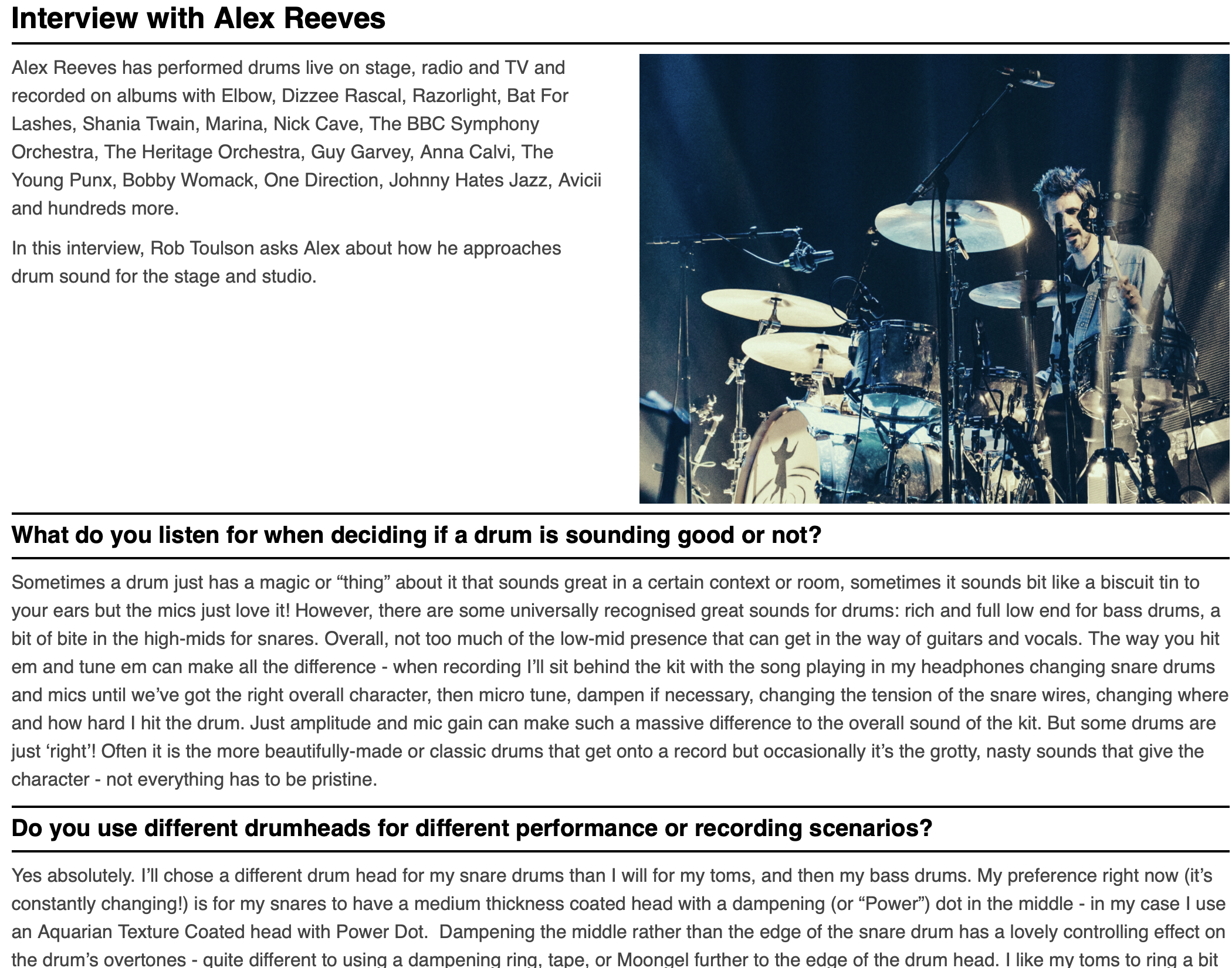 Interview with Drum Acoustics 2019