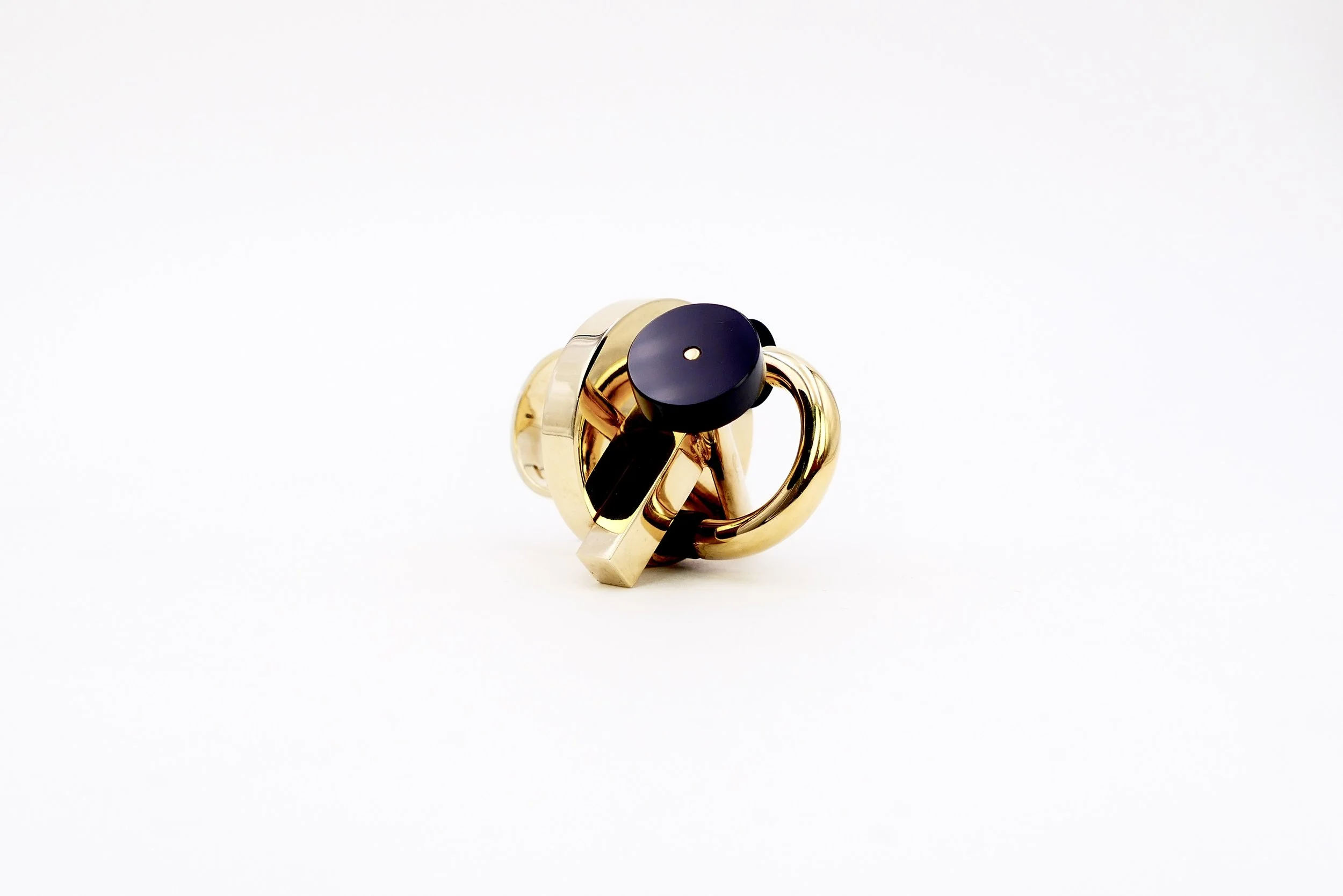 Ettore Sottsass for Cleto Munari "Decò" gilded silver and onyx prototype ring