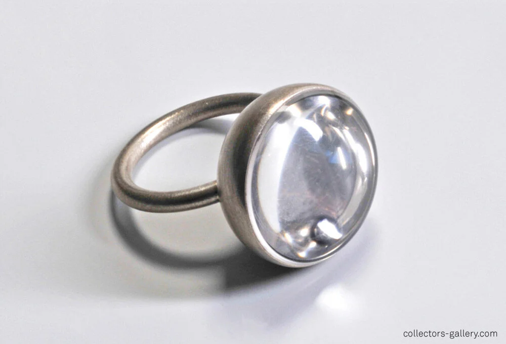 “Big Pearl” Silver And Plexiglas Ring By Mina Wu