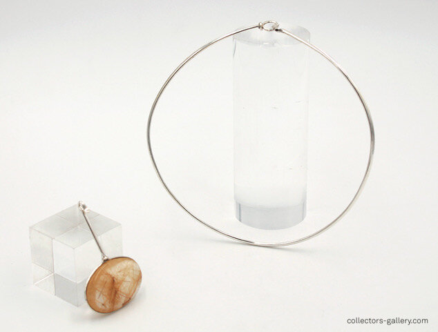 Vivianna Torun For Georg Jensen Silver Neck Ring Model 174 With Drop Pendant Model 133