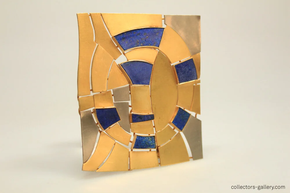 Andre Lamy Gold And Lapis Modernist Brooch