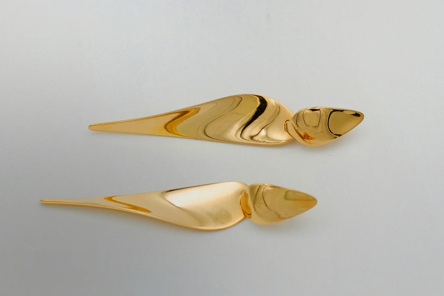 Nana Ditzel for Georg Jensen Gold Earrings, articulated and organic design  Gold 18 kts