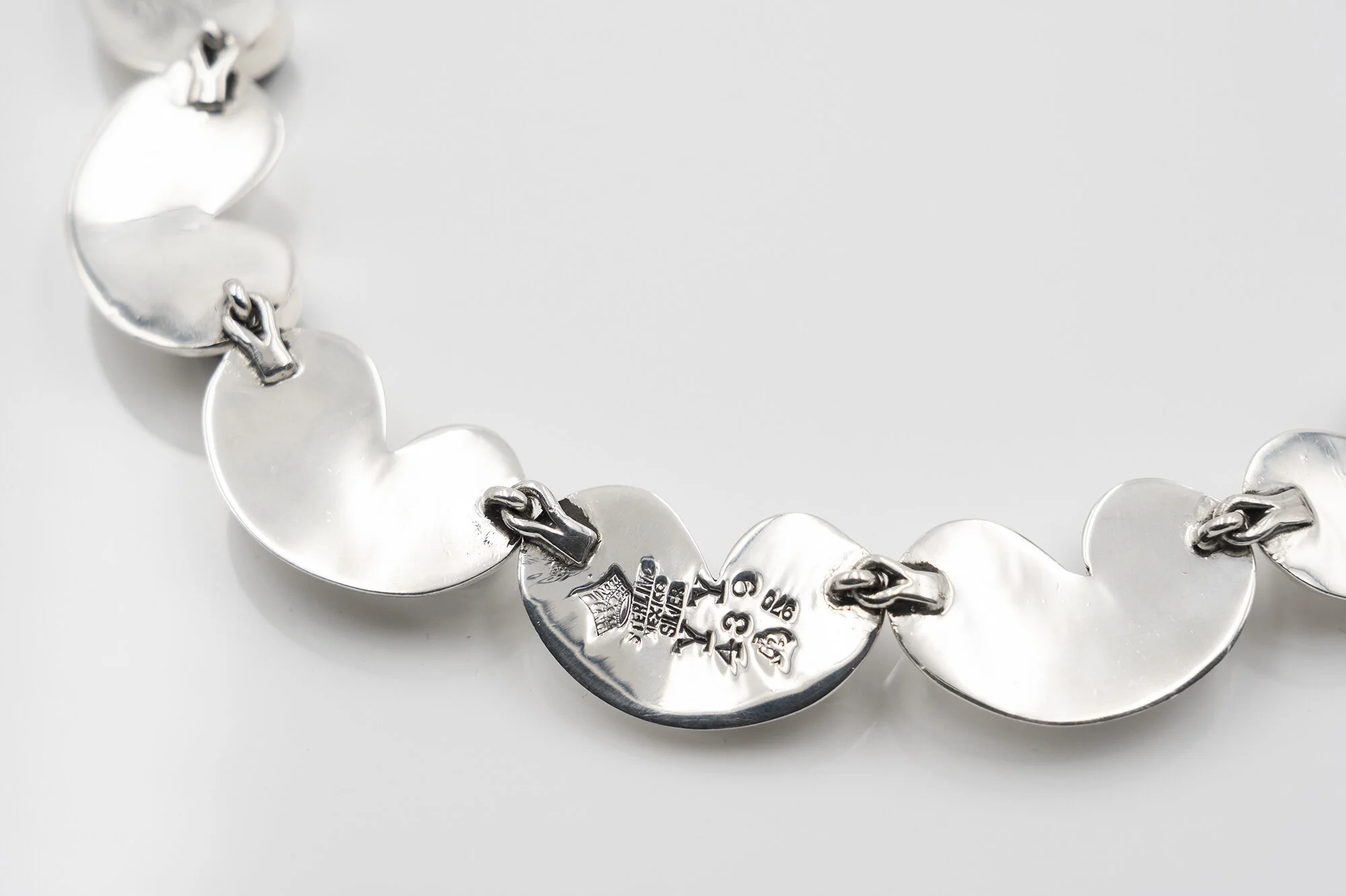 Antonio Pineda Modernist Silver and Onyx Articulated Necklace